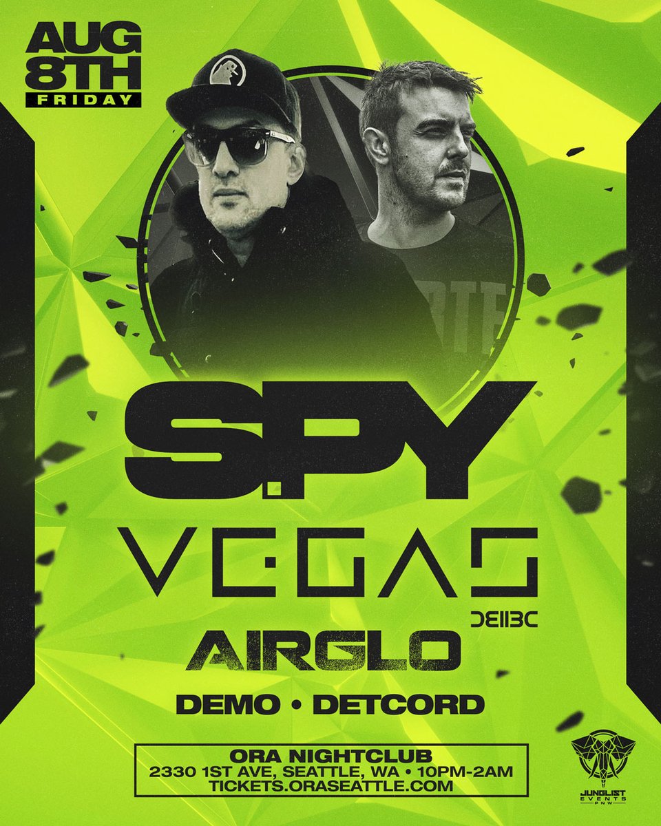 Oraseattle (@oraseattle) on Twitter photo Seattle.... we couldn't let S.P.Y not play!!!!!
joining an already stellar line a triple headliner show Friday August 8 - 2025 facebook.com/events/7625546…
<a href="/SPYDNB/">S.P.Y</a>
<a href="/VegasBTR/">VEGAS.BCUK</a>
<a href="/airglomusic/">AIRGLO</a>
<a href="/oraseattle/">Oraseattle</a> #drumandbassmusic #seattle #dnbmusic #nightlife #nightclub Seattle.... we couldn't let S.P.Y not play!!!!!
joining an already stellar line a triple headliner show Friday August 8 - 2025 facebook.com/events/7625546…
<a href="/SPYDNB/">S.P.Y</a>
<a href="/VegasBTR/">VEGAS.BCUK</a>
<a href="/airglomusic/">AIRGLO</a>
<a href="/oraseattle/">Oraseattle</a> #drumandbassmusic #seattle #dnbmusic #nightlife #nightclub