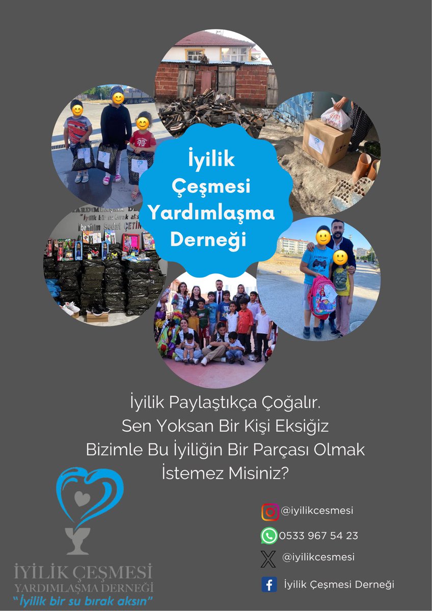İyilik, Paylaştıkça Çoğalır…
Bizler İyilik Çeşmesi Derneği Olarak, İhtiyaç Sahiplerine Umut Olmak, İyiliği Çoğaltmak Ve Gönüller Arasında Köprü Kurmak İçin Yola Çıktık.
 🌿 Birlikte Daha Güçlüyüz
Her Yeni Üye, Daha Çok Kişiye Ulaşmamız Demek…
Gel, İyilikte Buluşalım.