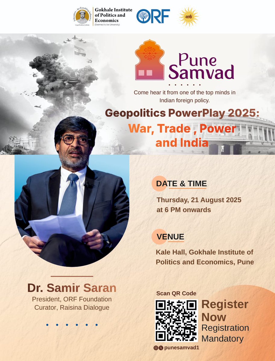 Arka brings to campus a special session by 
Dr <a href="/samirsaran/">Samir Saran</a> , President of the Observer Research Foundation (<a href="/orfonline/">ORF</a> ) – one of India’s leading voices in global affairs.

Don’t miss this opportunity to hear from a key figure shaping India’s policy and strategic thoughts !