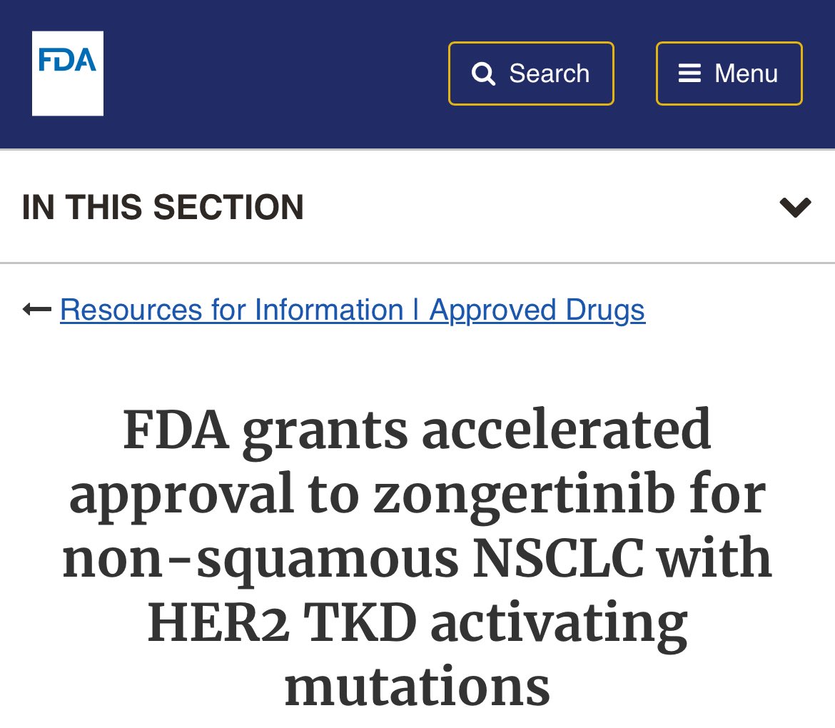 Rami Manochakian MD, FASCO Cancer Education (@rmanochakian) on Twitter photo 🔥🚨Hot Off The Press.
<a href="/US_FDA/">U.S. FDA</a> just approved:
⭐️#Zongertinib
(#Oral, irreversible, HER2 #TKI) for: 
✅#Patients with previously treated, advanced #HER2-mutant non-small- cell #LungCancer (#NSCLC).
Approval based on results of  #BeamionLung1 Trial. 
👇🏻
fda.gov/drugs/resource… 🔥🚨Hot Off The Press.
<a href="/US_FDA/">U.S. FDA</a> just approved:
⭐️#Zongertinib
(#Oral, irreversible, HER2 #TKI) for: 
✅#Patients with previously treated, advanced #HER2-mutant non-small- cell #LungCancer (#NSCLC).
Approval based on results of  #BeamionLung1 Trial. 
👇🏻
fda.gov/drugs/resource…