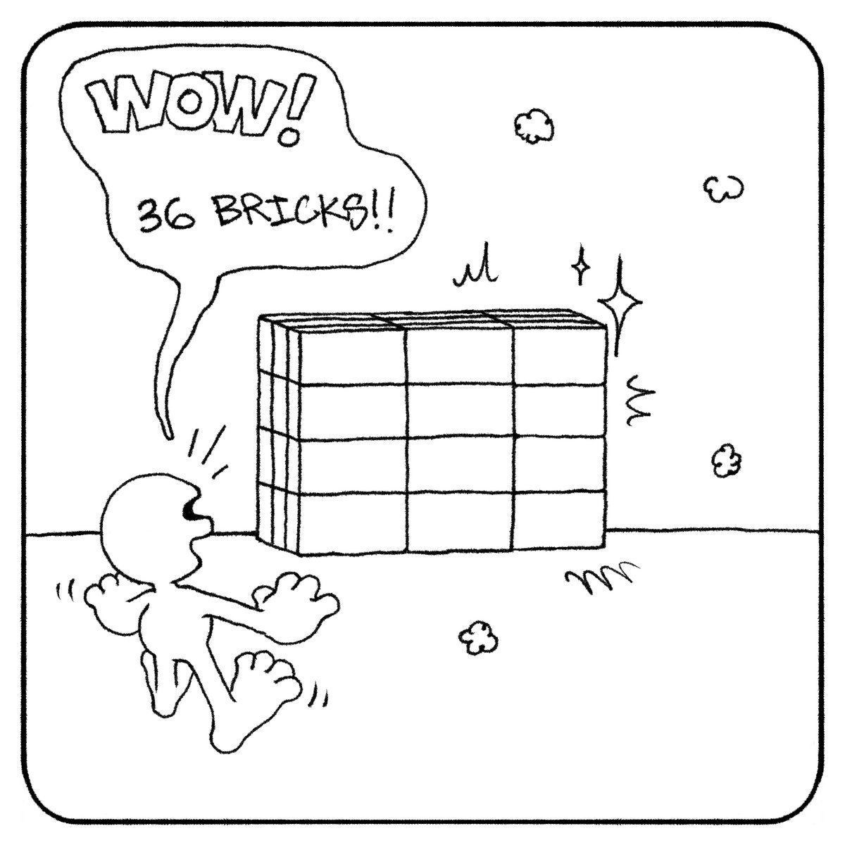 PayasansByGobby's tweet photo. "Wow! 36 bricks!" exclaimed the now little Paya, probably because of the pallet of 36 bricks it had just witnessed explode into existence. https://t.co/dTxIFnJCV8