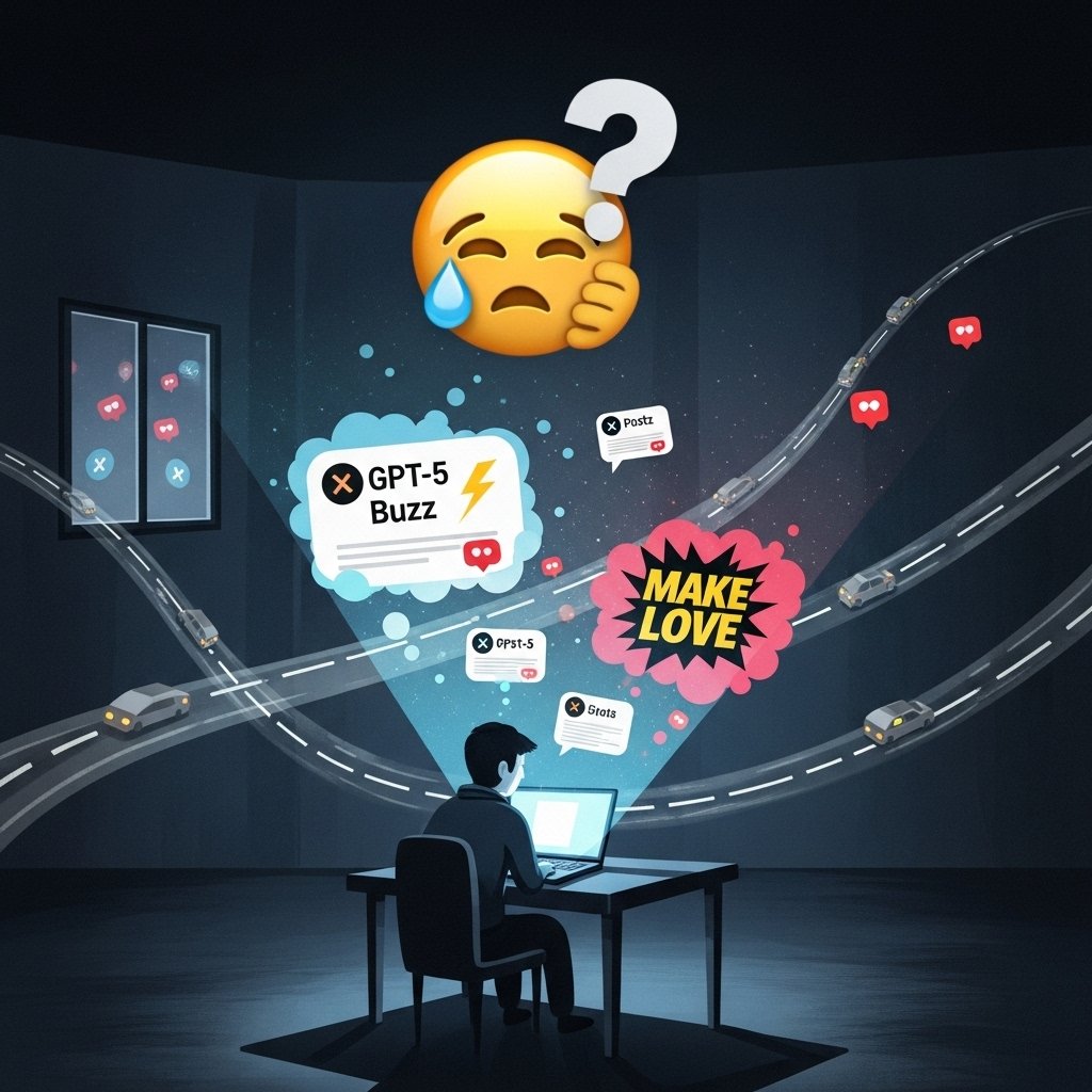 Kaylerris's tweet image. I've poured my heart into X posts—hot takes like yesterday's GPT-5 buzz or eye-catching "Make Love" threads—yet the traffic’s a ghost town! 😅 Why? X friends, what do you crave? Spill the tea—what posts will finally boost my numbers? #XInsights #ContentStruggle