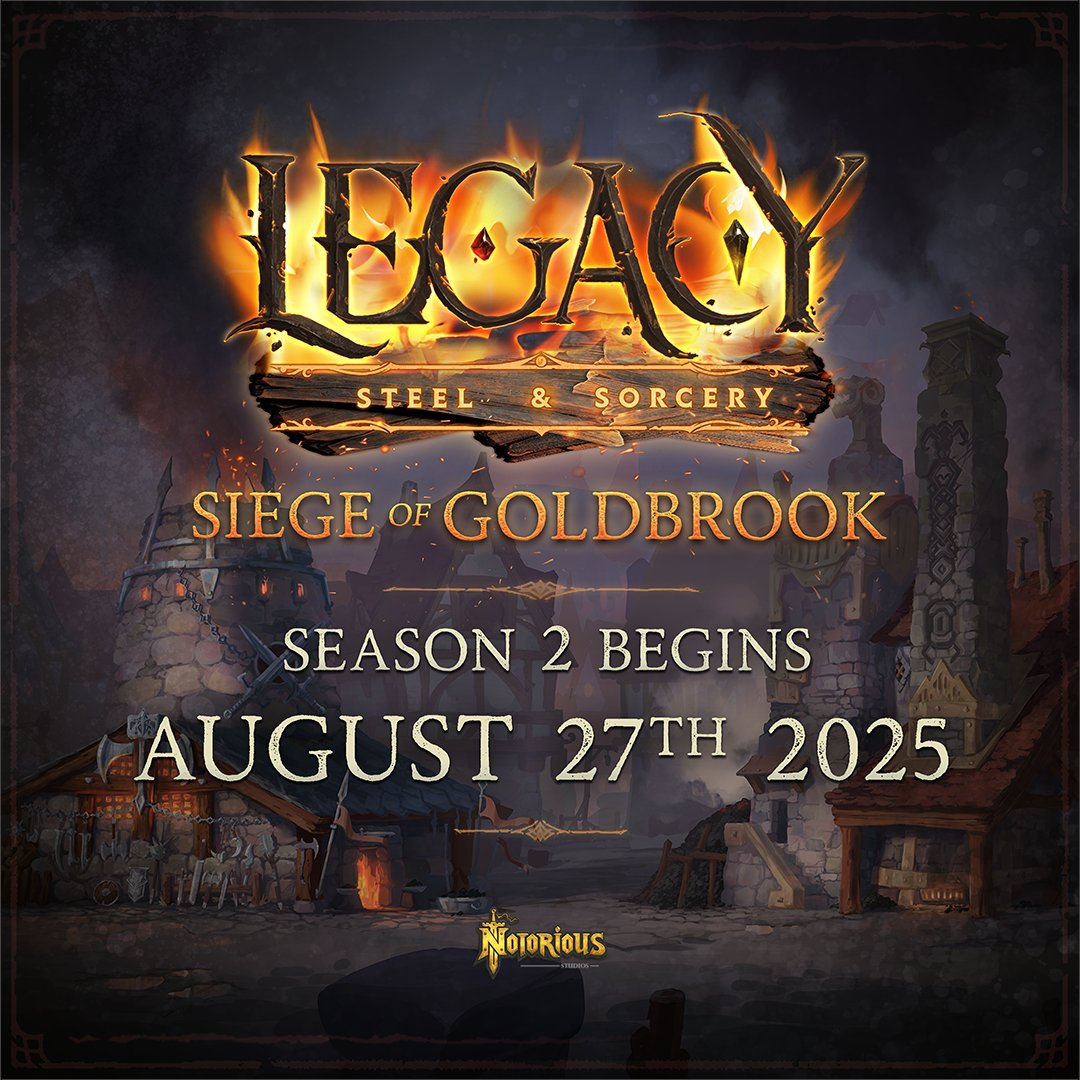 notostudios's tweet image. Mark your calendars! 📅
Legacy: Steel and Sorcery Season 2 dawns August 27! ⚔

Get a sneak peek in Part 2 of our season preview on Meet the Devs #23 🔥 youtube.com/watch?v=4Moc1E…