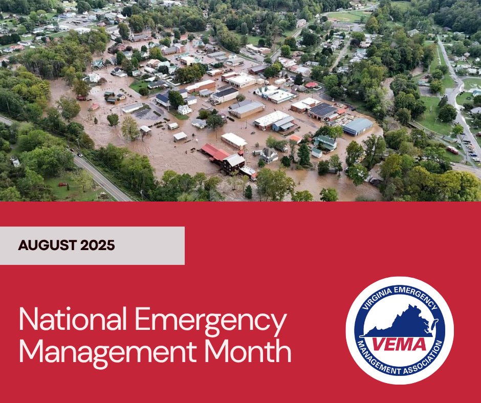 August is National Emergency Management Awareness Month! Hurricane Helene showed how prep, teamwork, and planning protect Virginia communities. Emergency management is more than disasters—it’s coordination and service all year.
#NationalEMAwarenessMonth #EMAwarenessMonth #VEMA