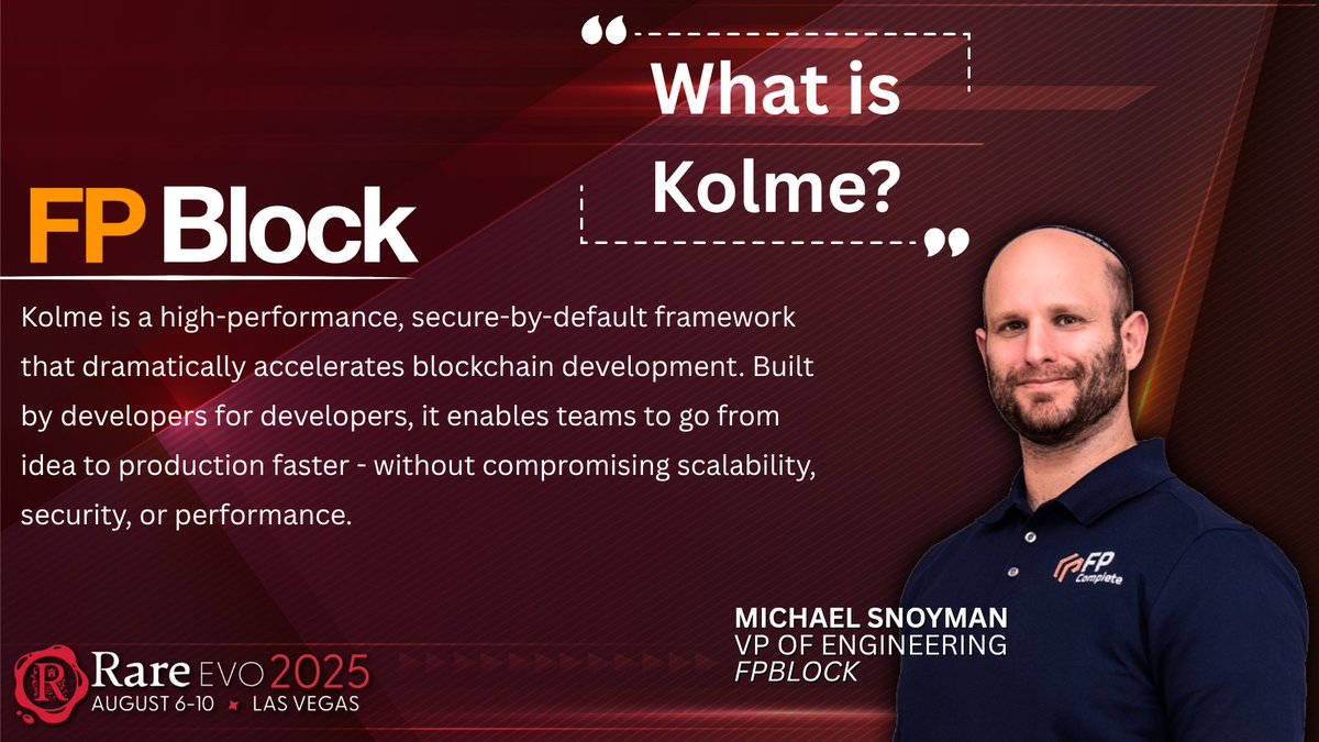 Time-to-market is everything - and Kolme, built by <a href="/FP_Block/">FP Block</a> is the framework that helps with just that.

Kolme is built for you! The Kolme Workshop starts in 15 minutes! Make sure you head to the Turin Room to take part in it.
