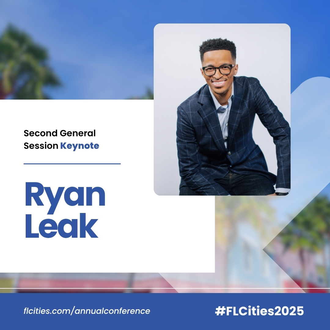 The #FLCities2025 Annual Conference is next week! Join us Aug. 14–16 in Orlando with keynote speaker Ryan Leak—bestselling author &amp; leadership expert helping leaders grow beyond their comfort zones.
For more details visit flcities.com/annualconferen….