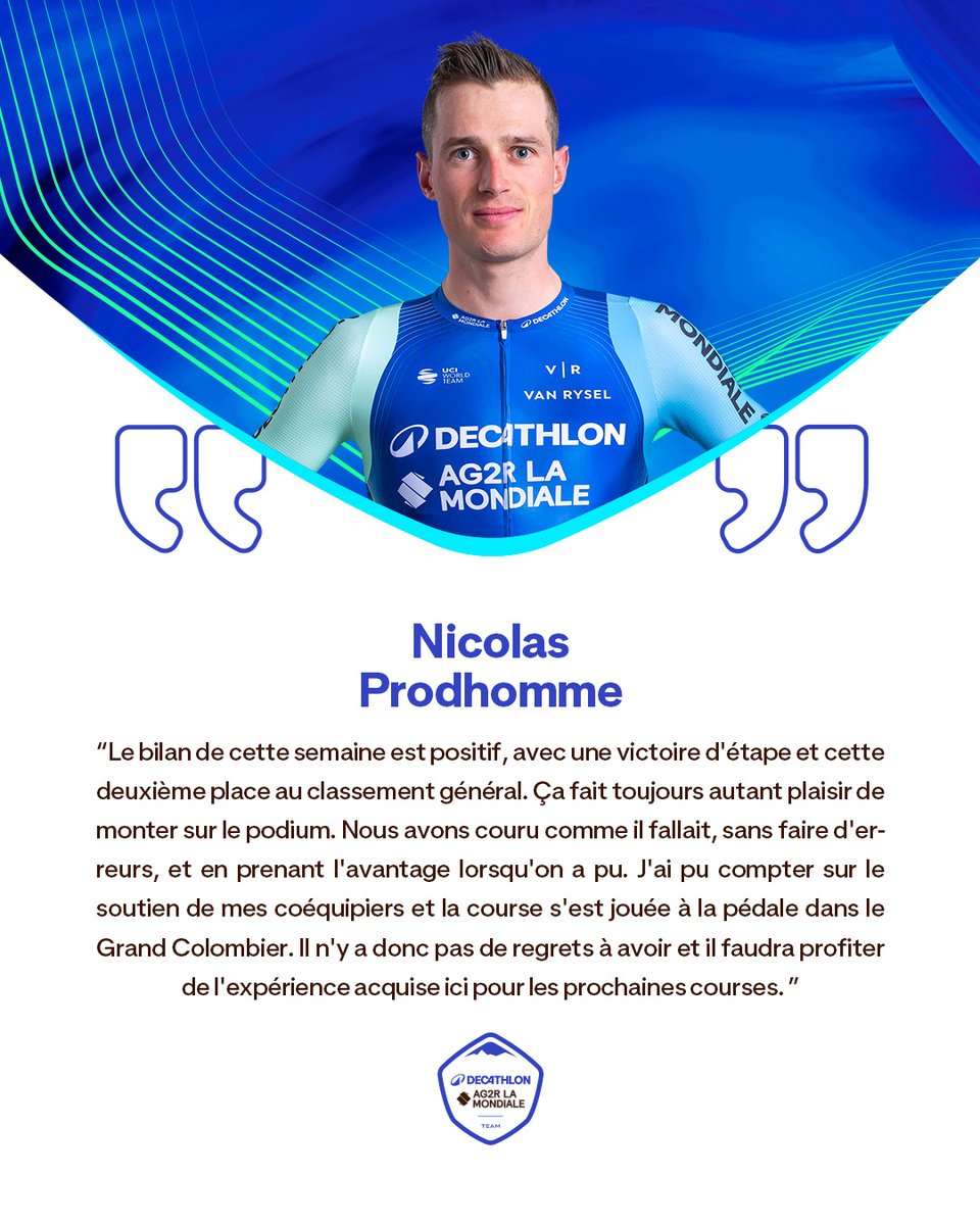 🇫🇷 <a href="/tourdelain/">Tour de l'Ain</a> 

🎙️ <a href="/NicoProdhomme/">Nico_prdh</a> : "Je suis fier de la façon dont on a couru"

#DECATHLONAG2RLAMONDIALETEAM
