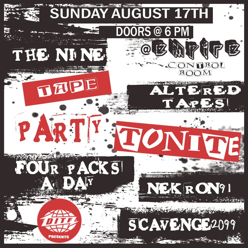 DeathITF's tweet photo. At TAPE PARTY TONITE there will be vendors bringing the kind of treasures you can’t stream, click, or find at the mall:

Wrestling &amp; Horror VHS tapes
Cassette tapes
Vintage wrestling merch &amp; cards 
&amp; MORE

Come early. Dig deep.

NO RING | LIVE MUSIC 
🎟: https://t.co/ukugxno4S4 https://t.co/kCJKi5RSQg