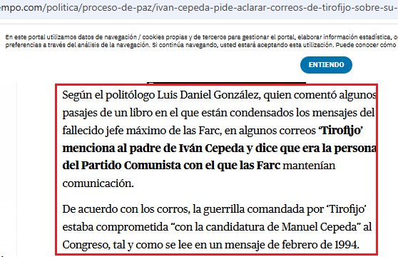 CeDemocratico's tweet photo. Señor @IvanCepedaCast, tres preguntas que usted le sigue evadiendo a los colombianos:

1️⃣ ¿Cuándo le va a explicar al país la mención a usted en el computador de Raúl Reyes, en los que aparece coordinando con las FARC marchas en varios países?

2️⃣ ¿También guardará silencio sobre la publicación de El Tiempo (2020) en la que un politólogo afirmó que, en correos de “Tirofijo”, se menciona a su padre, Manuel Cepeda, como el enlace del Partido Comunista con las FARC y comprometido con su candidatura?

3️⃣ ¿Qué nos puede decir de su relación con alias “Santrich” e Iván Márquez y el rol que supuestamente usted jugó para su fuga hacia Venezuela