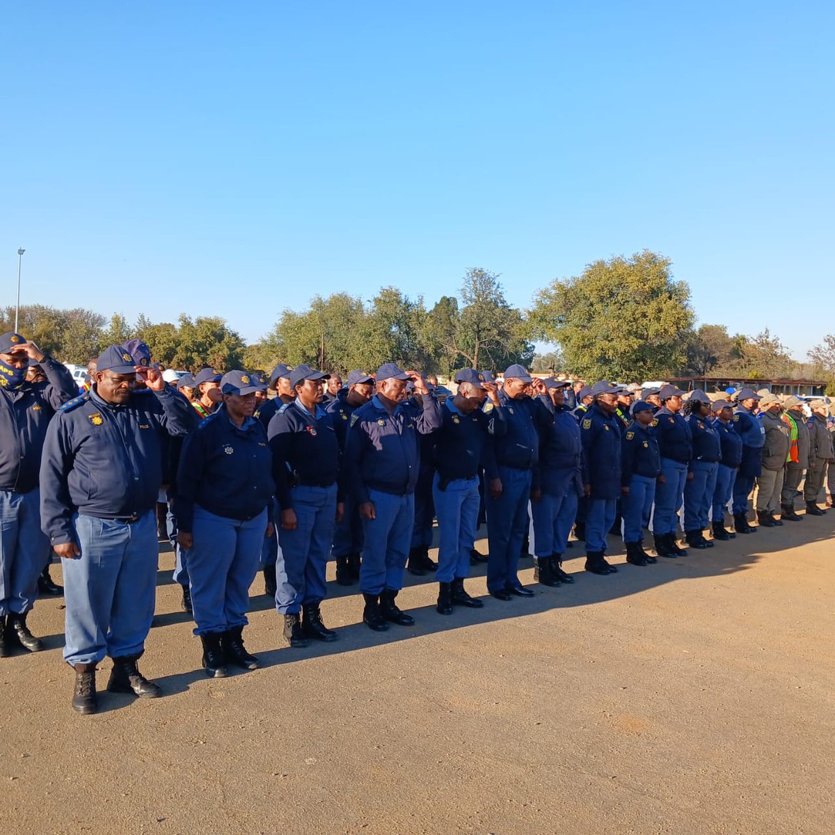 SAPoliceService's tweet photo. #sapsNW #OperationBasadi, led by the District Commissioner was conducted today in Greater Mahikeng. The operation was preceded by a parade attended by converging of members from different stations and units such as Flying Squad, K9, VCIU, and POP. Prior to dispersing for performance of their duties, the District Commissioner, Major General Mmatlhapi Mmolawa, addressed members. She encouraged female law enforcement officers to emulate and be perfect examples of the women who fought for liberation. She further urged members to look after and protect one another.
Actions that included roadblocks were executed along R49 and R503 roads. #WomenInPolicing ML