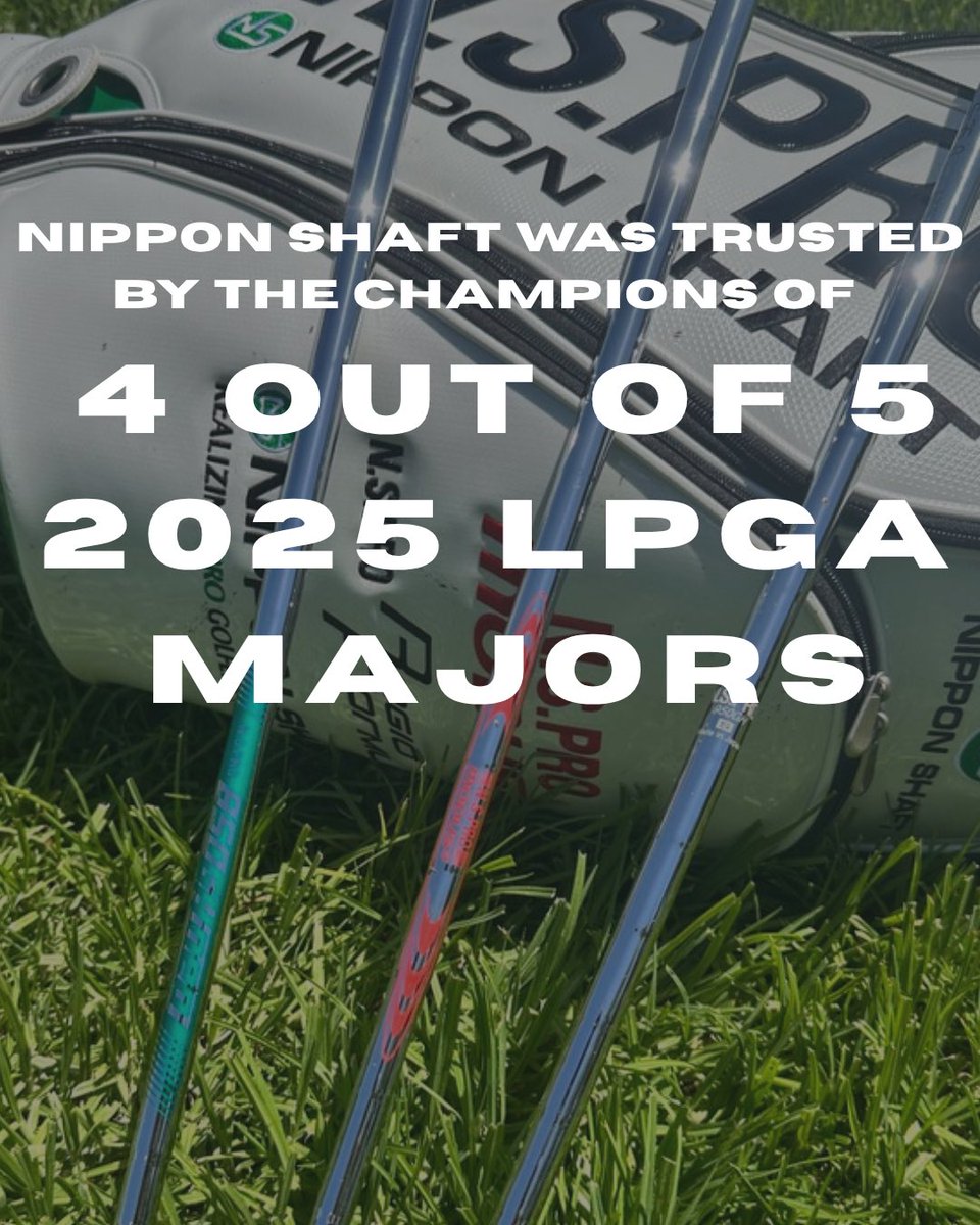 NipponShaft's tweet photo. 🏆 In 2025, Nippon Shaft was trusted by the champions of 4 of 5 LPGA Majors:
• Chevron Championship
• KPMG Women’s PGA Championship
• U.S. Women’s Open
• Evian Championship
Tour-proven. Player-trusted. Made in Japan. 🇯🇵
#NipponShaft #MODUS3 #GolfShafts https://t.co/vt4AR2Uj9G