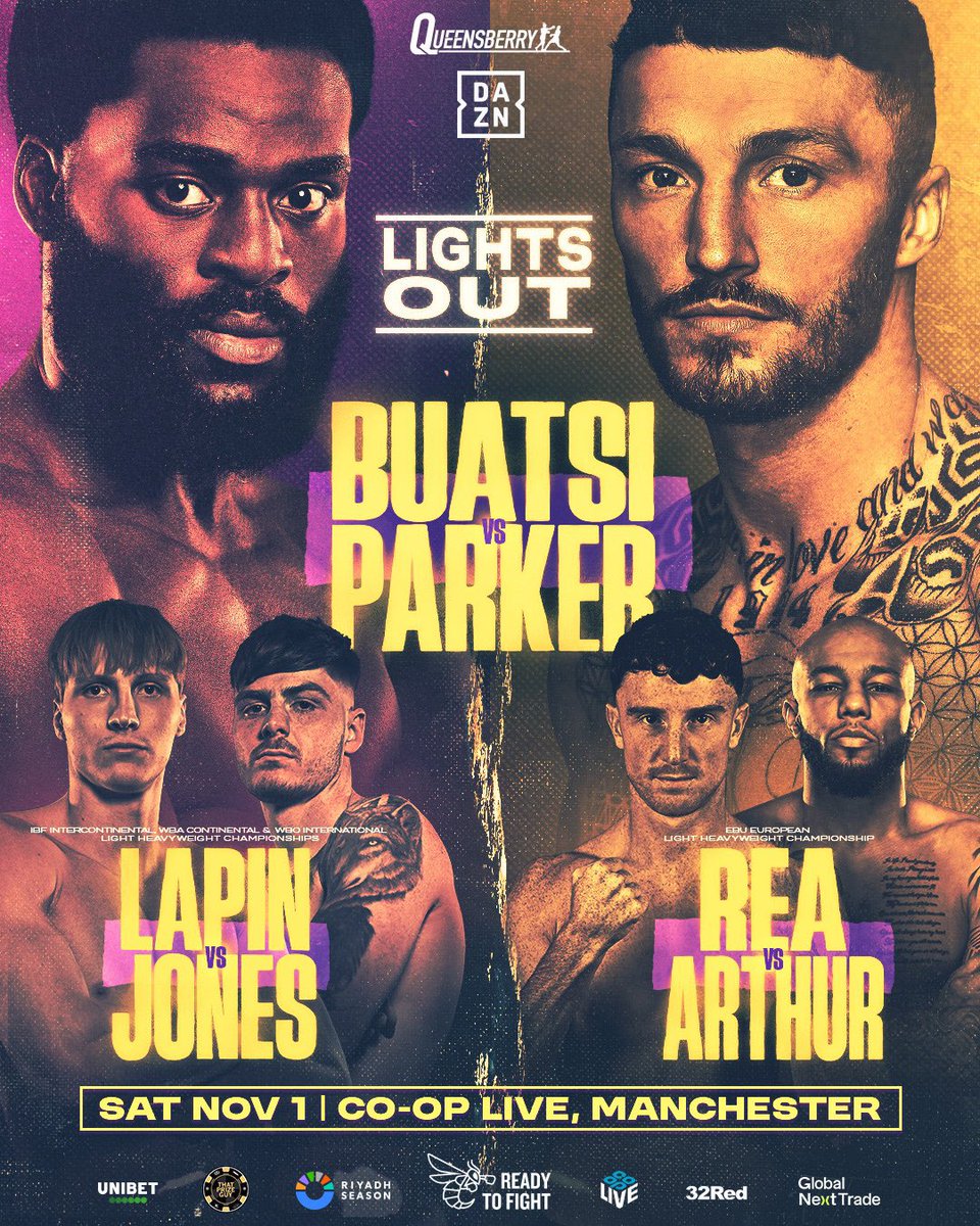 IFLTV's tweet photo. ANNOUNCED 🚨 

@boxingbuatsi takes on @zachparkerboxer on Nov. 1 in Manchester with an absolute CRACKER of a Manchester derby between @bradrea_ and @LyndonArthur for the European 175lbs title on the undercard. 

Also before the main event, the undefeated Ukrainian Daniel Lapin faces off with Troy Jones. 

What a card that is 🔥 

#BuatsiParker | #ReaArthur | #LapinJones | #BoxingNews