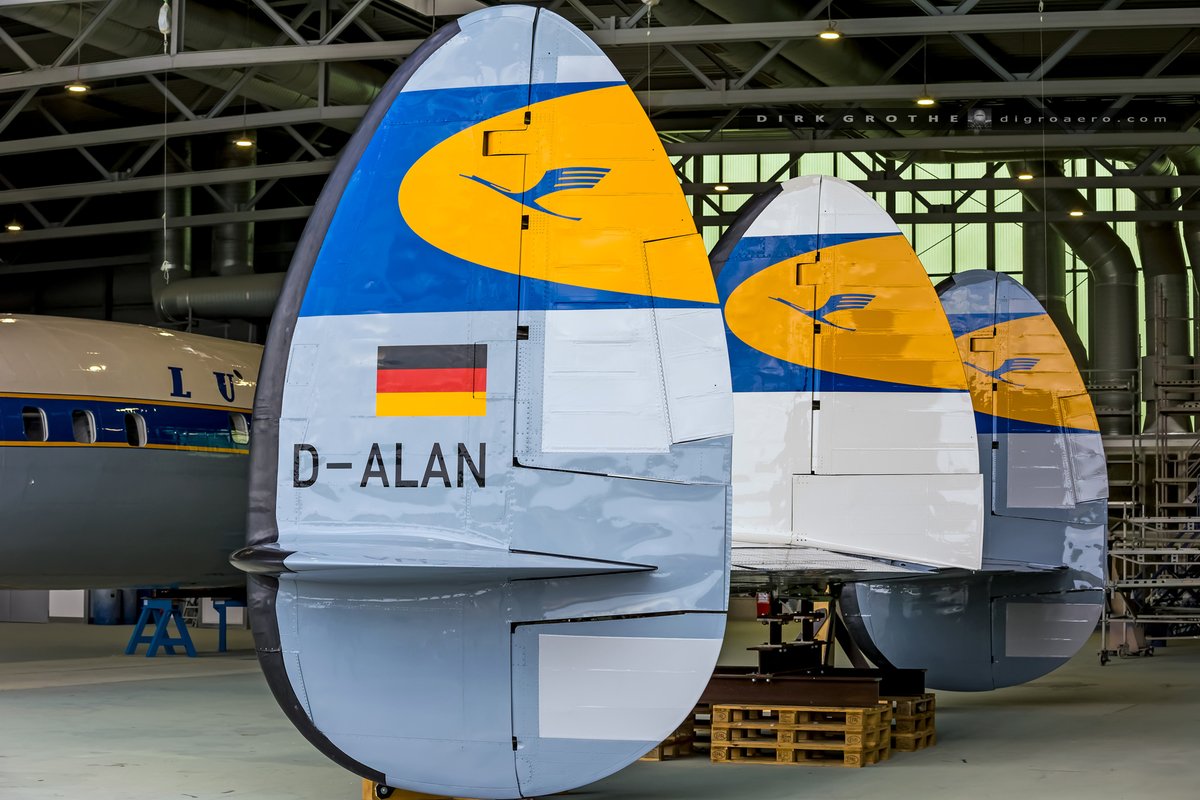 Today <a href="/LHTechnik/">Lufthansa Technik</a>  presented the Lockheed L-1649A (former TWA N7316C c/n 1018) Super Star in full livery at Münster/Osnabrück Airport (FMO).
After complete assembly and rollout in January, the 68-year-old Super Star was dismantled and transported by heavy-duty low-loader from