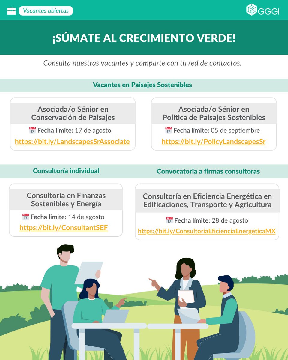 🌱 ¡Hoy es #ViernesDeVacantes!​

Estamos buscando especialistas en paisajes sostenibles, políticas y eficiencia energética. También tenemos una convocatoria abierta para firmas consultoras.​

🔹Vacantes en Paisajes Sostenibles​
Asociada/o Sénior en Conservación de Paisajes: