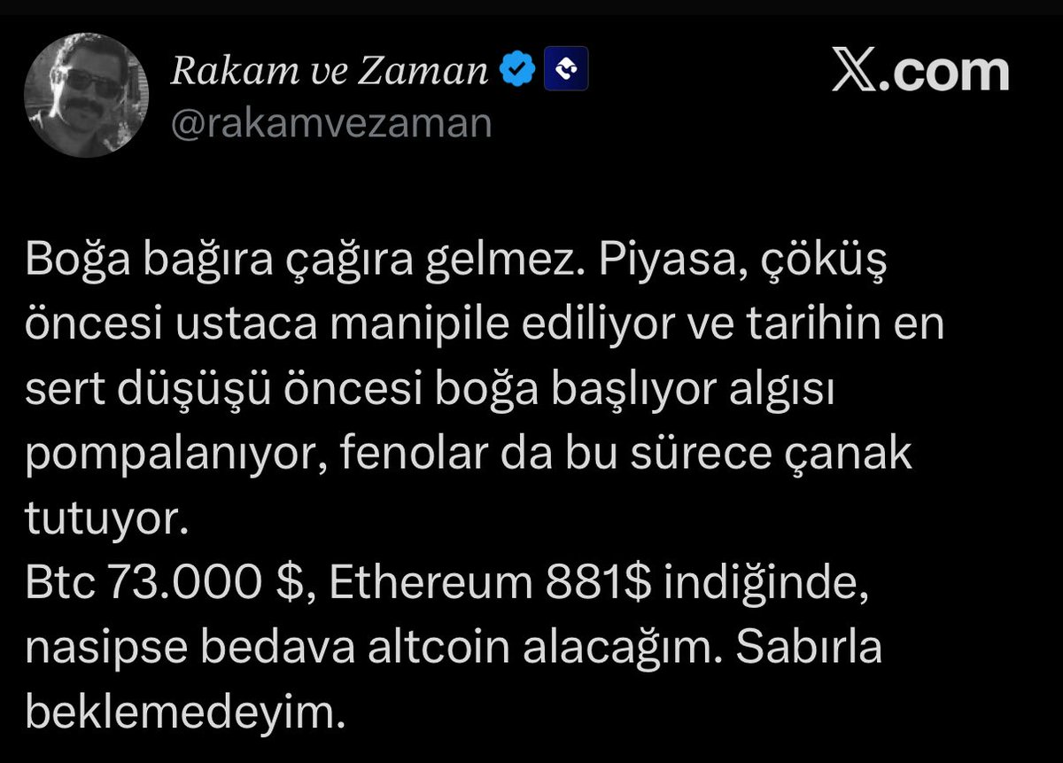 X’te bir üyenin, piyasa hakkındaki yorumu: