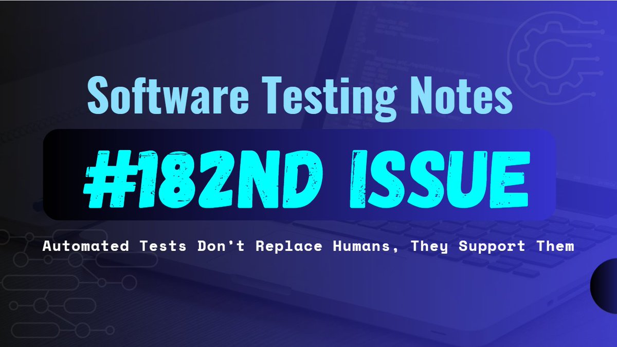 The Testing Kit (@thetestingkit) on Twitter photo Hello everyone! 👋
The 182nd issue on #SoftwareTesting is out.
👉 softwaretestingnotes.substack.com/p/issue-182-so…
Great articles and resources by <a href="/QA_Gary_Parker/">Gary Parker</a>, <a href="/pgrizzaffi/">Paul Grizzaffi @pgrizzaffi.bsky.social</a>, <a href="/dnlkntt/">Daniel Knott</a>, <a href="/GreenReportBlog/">The Green Report</a>, <a href="/GorodkovVi85373/">Vitali Haradkou / whizz-kid / CEO of nothing</a>, @sclavijosuero, <a href="/m4rri4nne/">alicia 🇧🇷🇵🇹</a> and more ! 👏
#QA #testing Hello everyone! 👋
The 182nd issue on #SoftwareTesting is out.
👉 softwaretestingnotes.substack.com/p/issue-182-so…
Great articles and resources by <a href="/QA_Gary_Parker/">Gary Parker</a>, <a href="/pgrizzaffi/">Paul Grizzaffi @pgrizzaffi.bsky.social</a>, <a href="/dnlkntt/">Daniel Knott</a>, <a href="/GreenReportBlog/">The Green Report</a>, <a href="/GorodkovVi85373/">Vitali Haradkou / whizz-kid / CEO of nothing</a>, @sclavijosuero, <a href="/m4rri4nne/">alicia 🇧🇷🇵🇹</a> and more ! 👏
#QA #testing