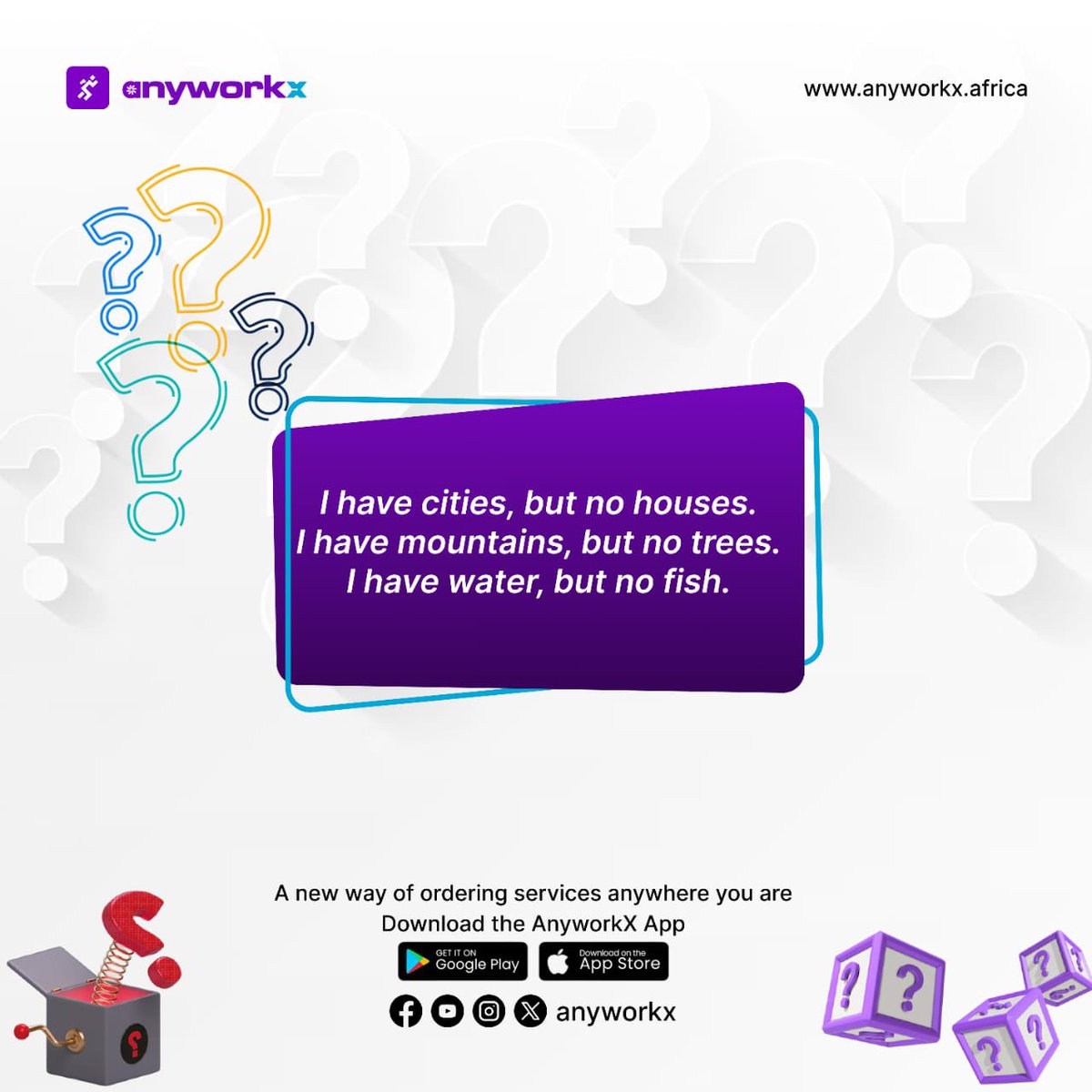 “Think you’re a riddle master? 🤔🧠

Test your brainpower with these puzzles!
 Crack all three riddles and be the first with the right answers to win bragging rights! 

Drop your answers below ⬇️and stand a chance to win N1000 airtime ⬇️ 

#AnyworkxRiddles #BrainTeaserFriday
