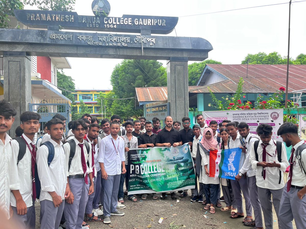NSUIAssam's tweet photo. ধুবুৰী জিলা NSUI উদ্যোগত প্ৰমথেশ বৰুৱা মহাবিদ্যালয়ত 2025 বৰ্ষত নামভৰ্ত্তি কৰা নৱাগত ছাত্ৰ-ছাত্ৰী সকলক শুভেচ্ছা বাৰ্তা প্ৰদান কৰা লগতে স্বাগতম জনোৱা হয়।
#NSUIForStudents #NSUIAssam https://t.co/l90IXUrgMa