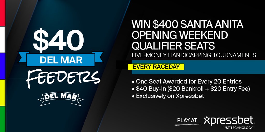 Tyler Frausto (@wageringtyler) on Twitter photo Another $40 <a href="/Xpressbet/">Xpressbet</a> feeder today to punch your ticket to tomorrow’s $400 Del Mar Qualifier! Plus, two more $40 feeders at <a href="/WoodbineTB/">Woodbine Racetrack</a> & <a href="/Hollywood_CTown/">Hollywood Casino at Charles Town Races</a>. More chances. More action. Don’t miss it! #TGIF 🏇💨 Another $40 <a href="/Xpressbet/">Xpressbet</a> feeder today to punch your ticket to tomorrow’s $400 Del Mar Qualifier! Plus, two more $40 feeders at <a href="/WoodbineTB/">Woodbine Racetrack</a> & <a href="/Hollywood_CTown/">Hollywood Casino at Charles Town Races</a>. More chances. More action. Don’t miss it! #TGIF 🏇💨