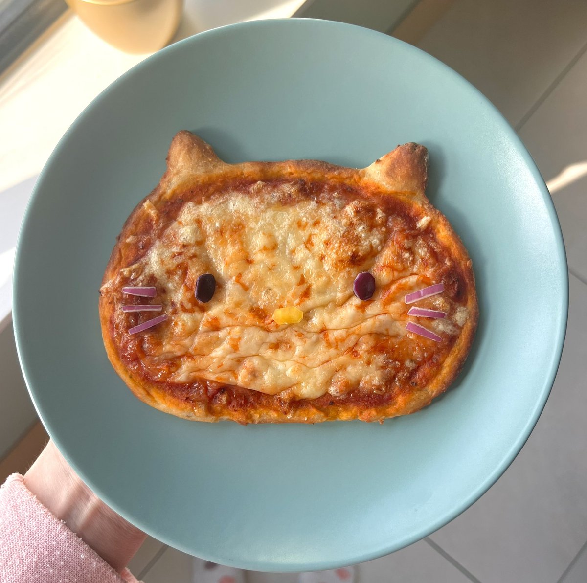 whizskerszzz's tweet photo. kitty pizza! she was only 230cals :)) https://t.co/P4z7s0dXoG