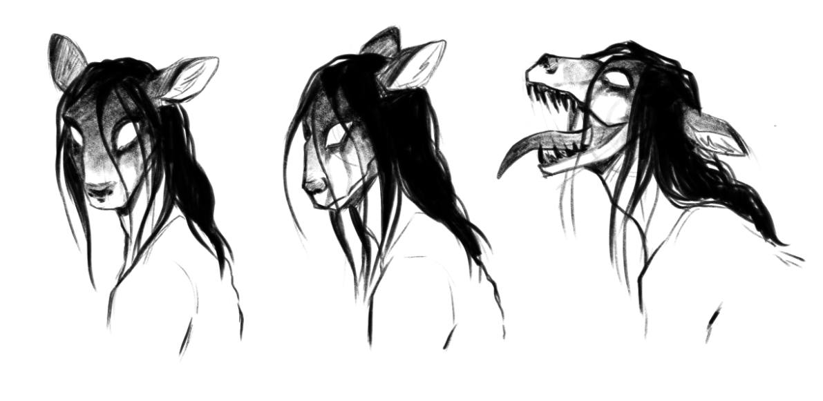 Gusanatsu's tweet image. Hace más de 10 años hice un personaje wendigo: Yatho. Desgraciadamente perdí los primeros bocetos pero aquí vamos de nuevo.