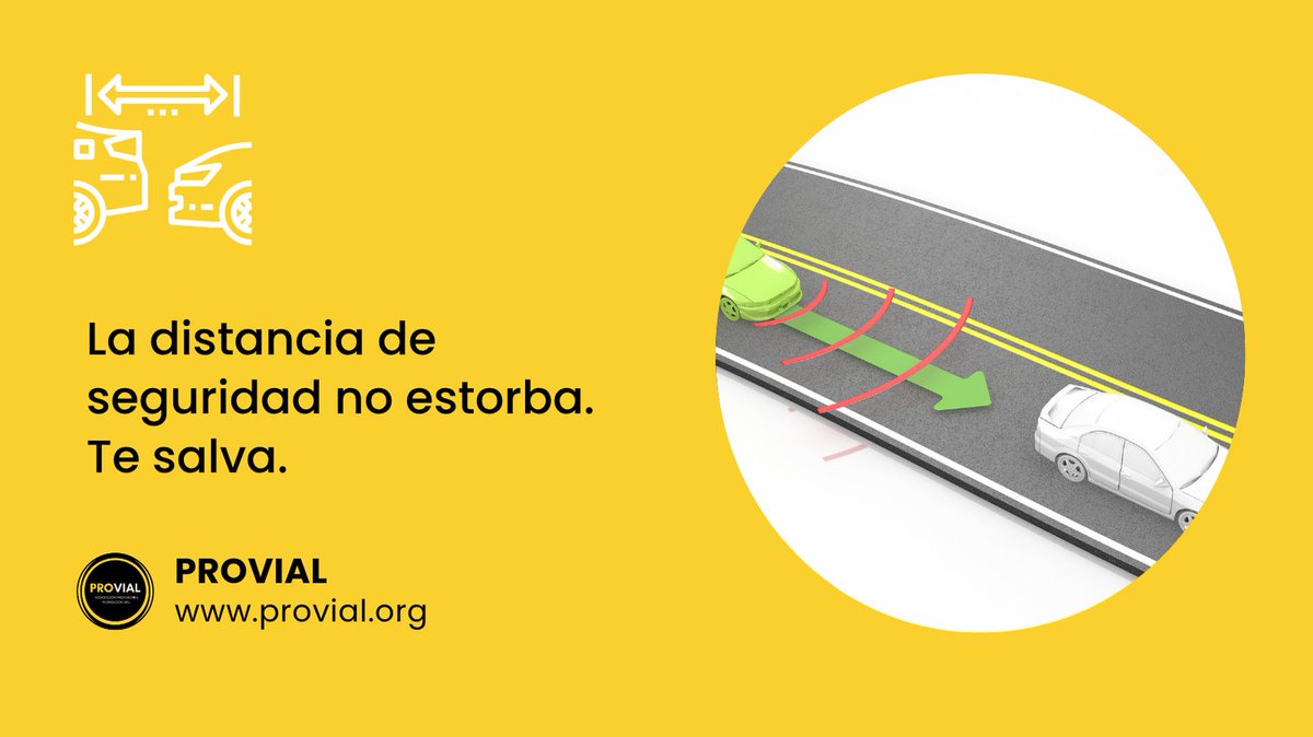 #Provial | 🚘 Distancia de seguridad
Ir pegado al coche de delante no te hace llegar antes, te deja sin margen si algo falla. 
Mantener la distancia es ganar tiempo para poder reaccionar y evitar el accidente. 
En carretera, el espacio también es seguridad. #SeguridadVial