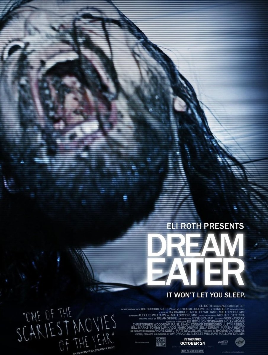 Congratulations to the Blind Luck Pictures team! #DREAMEATER got picked up by Horror Section Studio and is being presented by Eli Roth 🔥 Check your local listings in October cus this is definitely worth a trip to the theater ☠️ #foundfootagefriday #foundfootagehorror