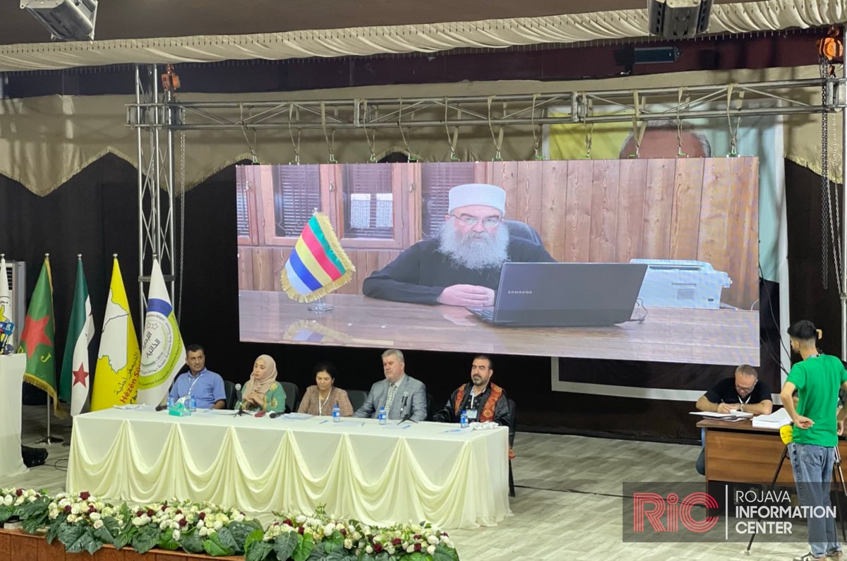 The conference featured prominent figures such as Ghazal Ghazal (head of the Supreme Alawite Islamic Council) and Hikmat al-Hajri (Druze spiritual leader) who expressed support for the conference’s goals.

Hikmat Habib, member of the DAANES Foreign Relations Department told RIC: