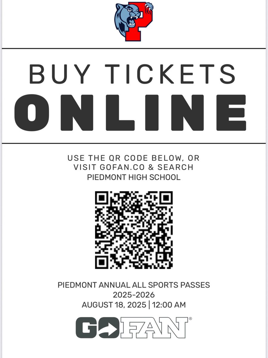 Family/Adult/High School Student All Sports passes are on sale now!  The Access Code for High School Student passes is your Student ID number. Buy now and save! <a href="/AGHoulihan/">Andrew G. Houlihan</a> <a href="/UCPSNCAthletics/">UCPS NC Athletics</a> <a href="/UCPSNC/">Union County Public Schools</a> <a href="/PiedmontHSNC/">Piedmont High School</a> <a href="/piedmontHighBC/">Piedmont High Athletic Booster Club</a> <a href="/PiedmontHighATC/">PHS AthleticTraining</a> <a href="/DylanStamey_PHS/">Dylan Stamey</a>