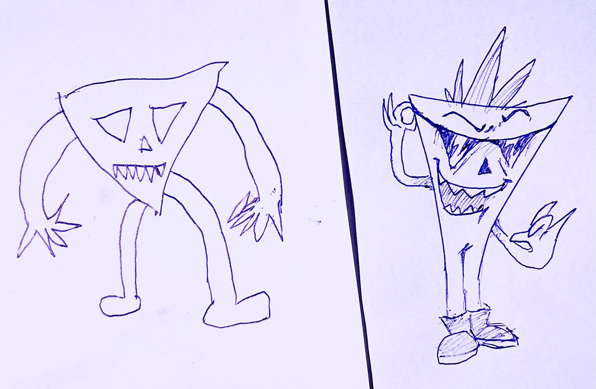WhatTheWhisp's tweet image. Another lil redraw but this one’s of my best friend’s iconic dorito dude doodle