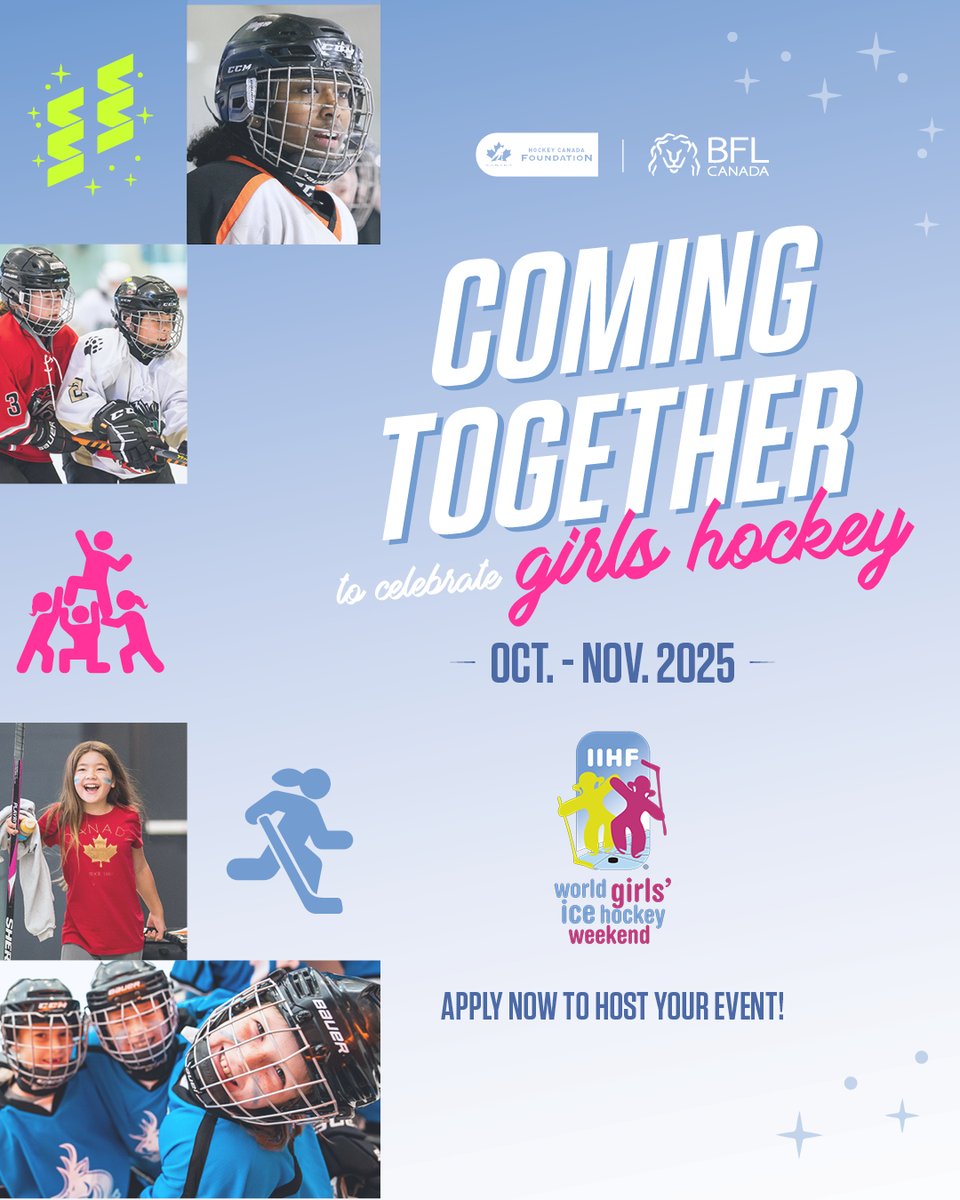 World Girls’ Ice Hockey Weekend is back this fall!

Apply now for your chance to host an event in your community.

Make sure to get your application in before September 5th.

Get all the details and apply by clicking the link below.

bchockey.net/news-listing/a…