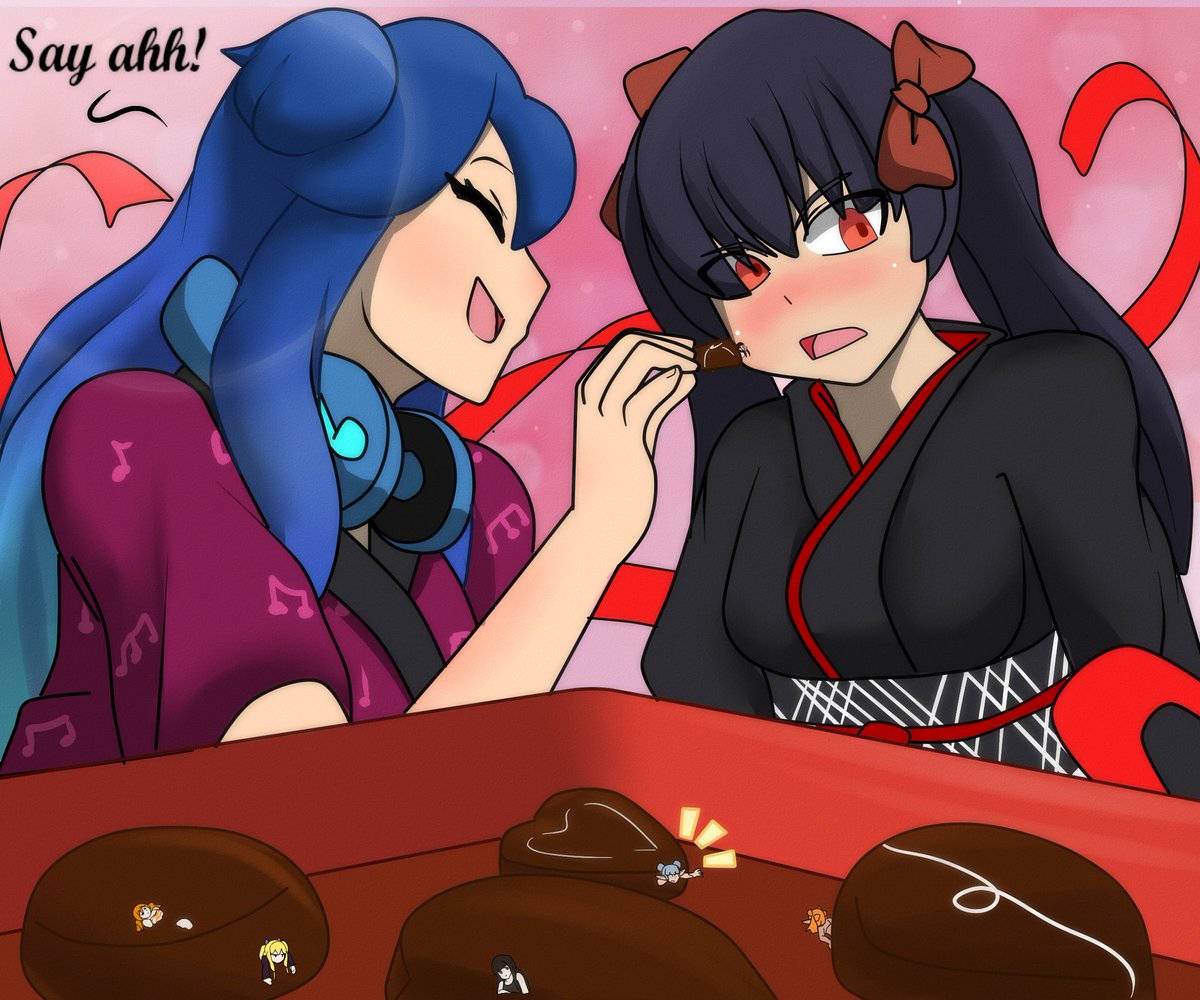 Zaylee sharing a piece of cake with her dear friend Mitsuki, the girls unaware of the tiny extra ingredient within the cake,trapped within is too shocked for words or to even move.

Zaylee belong to me  
Mit to <a href="/SakuTooyama/">Saku</a>
 Sora ,kenzie <a href="/Hellionprime3/">Hellionprime</a>
Happy Vore Day everyone 8/8