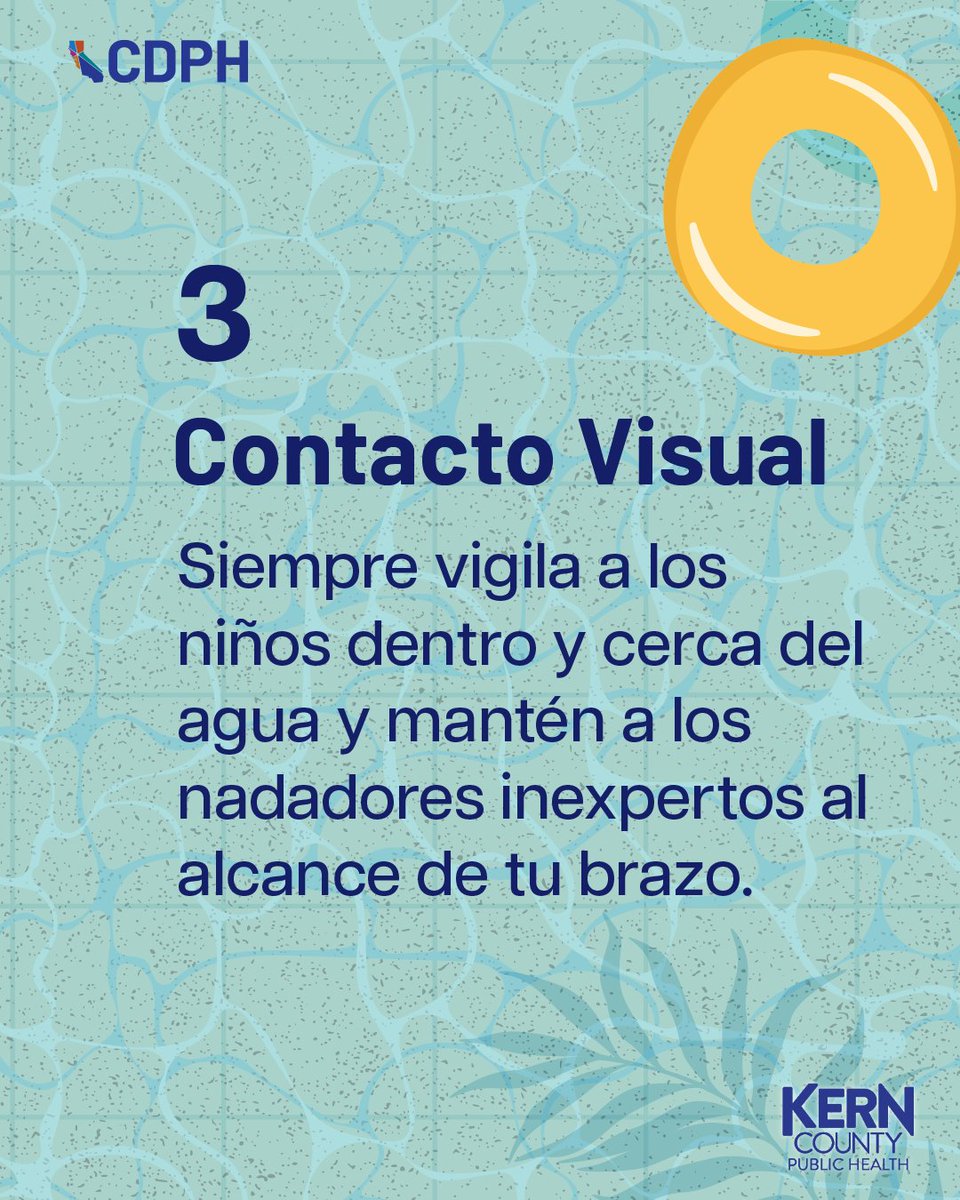 Aún en casos en que el ahogamiento no cause la muerte, puede causar daño cerebral permanente debido a la falta de oxígeno. Proteja a los niños y prevenga que se ahoguen con estas 3 formas de mantenerlos seguros cerca del agua. 
go.cdph.ca.gov/DrowningPreven…