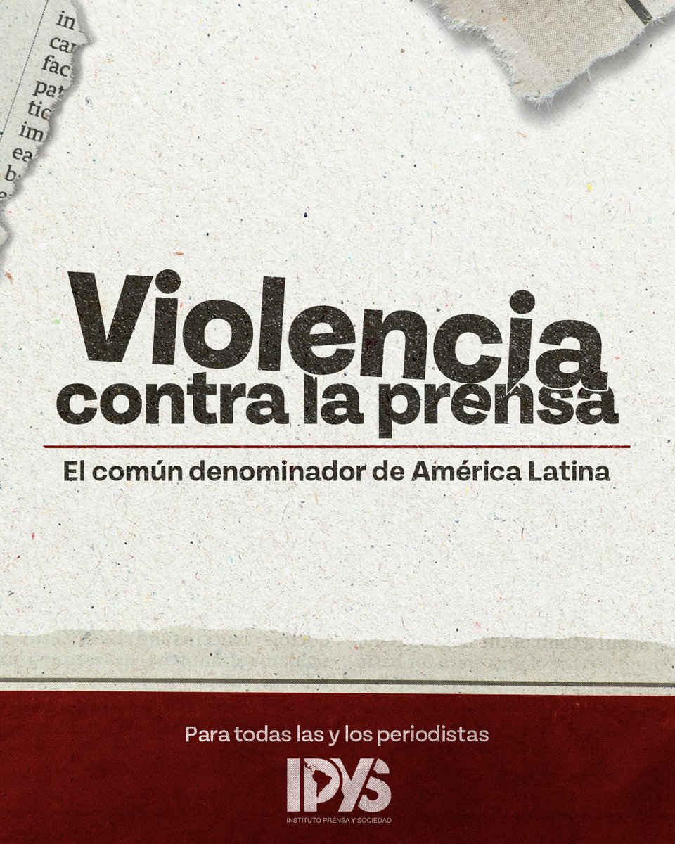 📢 Nuevo informe IPYS: "Violencia contra la prensa: El común denominador en América Latina" detalla como Latinoamérica es la región más letal para la prensa fuera de zonas de guerra.

⚠️Cada 2 horas un periodista es atacado. 

🔍 Lee más aquí: ipys.org/acceso-la-info…