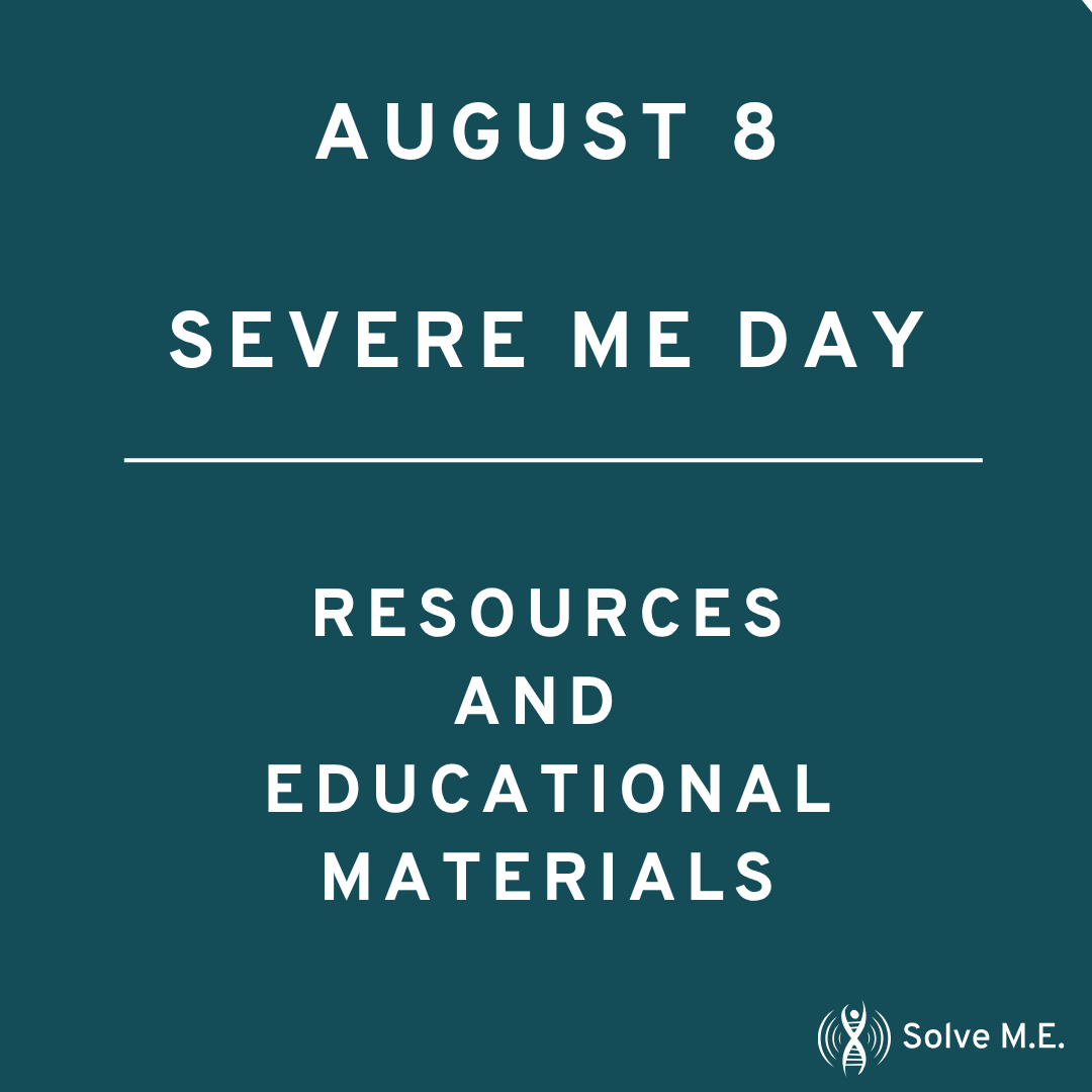 PlzSolveCFS's tweet photo. On  Aug. 8, we mark #SevereMEDay &amp; raise awareness by elevating the experiences of those impacted. We also share free educational resources to help people understand the impact of #SevereME. 

Learn more here:
https://t.co/6U5p5qKZML

#UnitedForME #LearnFromME https://t.co/9folEhXU6V