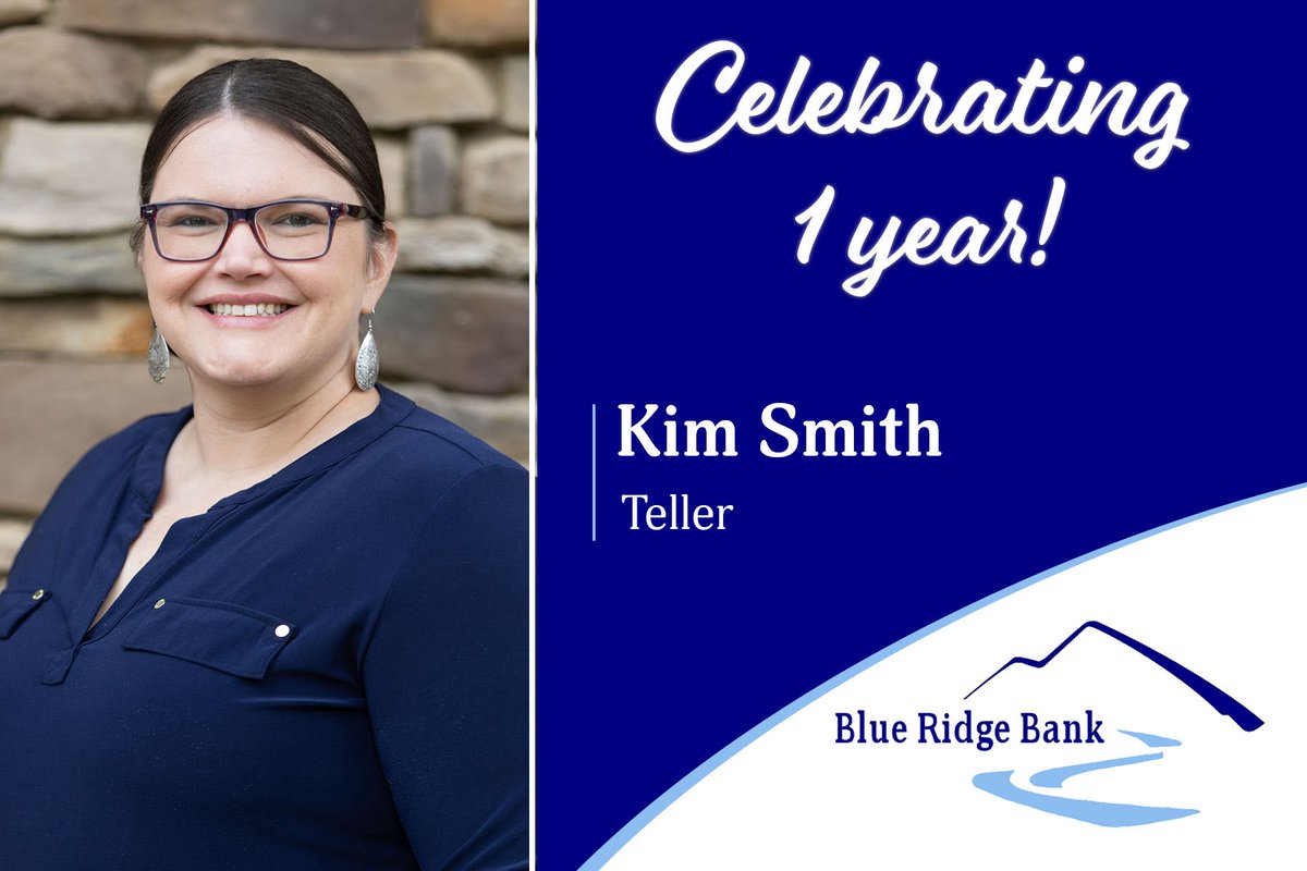 Congratulations to Kim Smith on celebrating one year with Blue Ridge Bank! Her hard work and dedication have made her a true asset to our Westminster team.  Please help us congratulate her on this accomplishment! Congratulations, Kim! 🎉