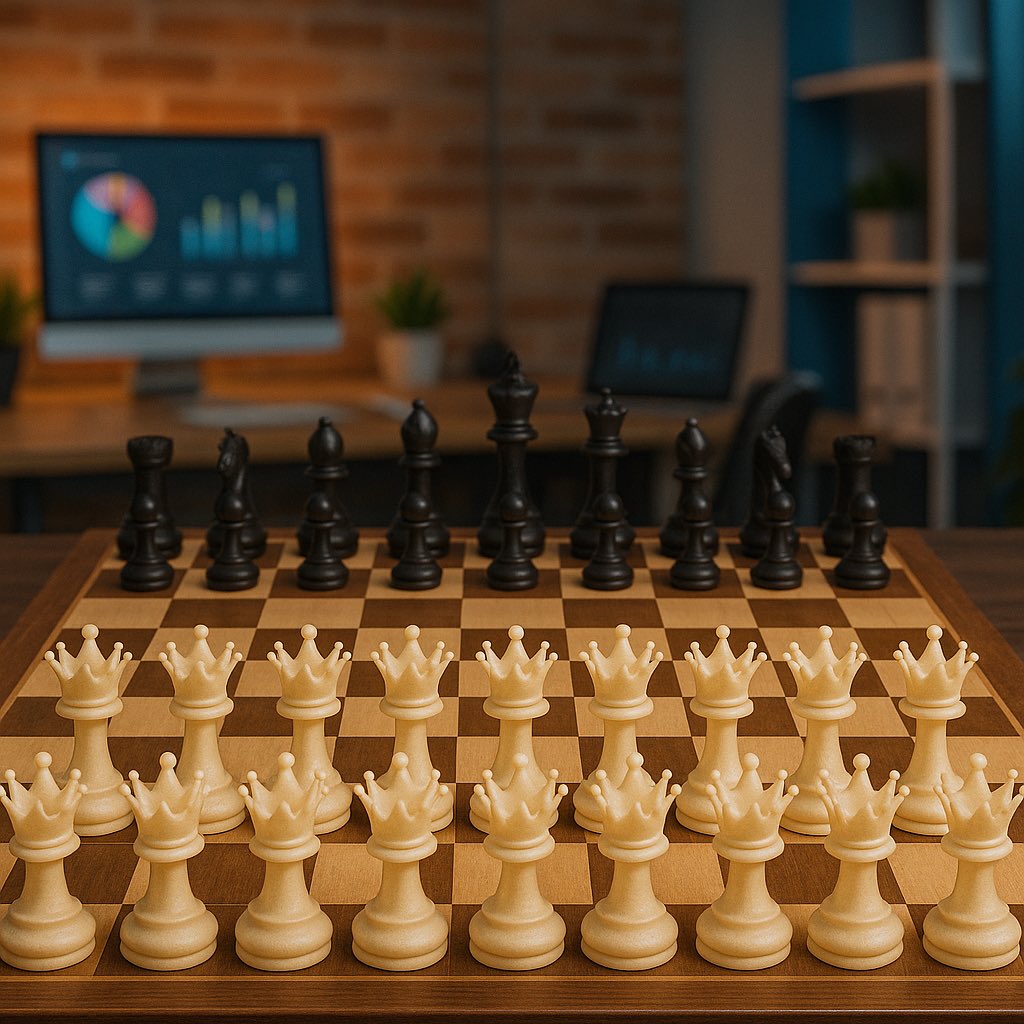 La estructura de una empresa es como un tablero de ajedrez, en este juego se juega con las fichas que hay, en una empresa no existen limitaciones  si contratas a las personas correctas sería como jugar ajedrez con puras reinas!