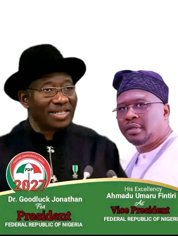 bitruspeter3001's tweet photo. "As a passionate political observer and advocate for effective leadership, I strongly support the candidacy of Dr. Goodluck Jonathan for President and Dr. Ahmadu Umaru Fintiri as Vice President in 2027. Dr. Jonathan’s history of promoting peace, democracy, and unity, paired with https://t.co/Xa2peRD8rQ
