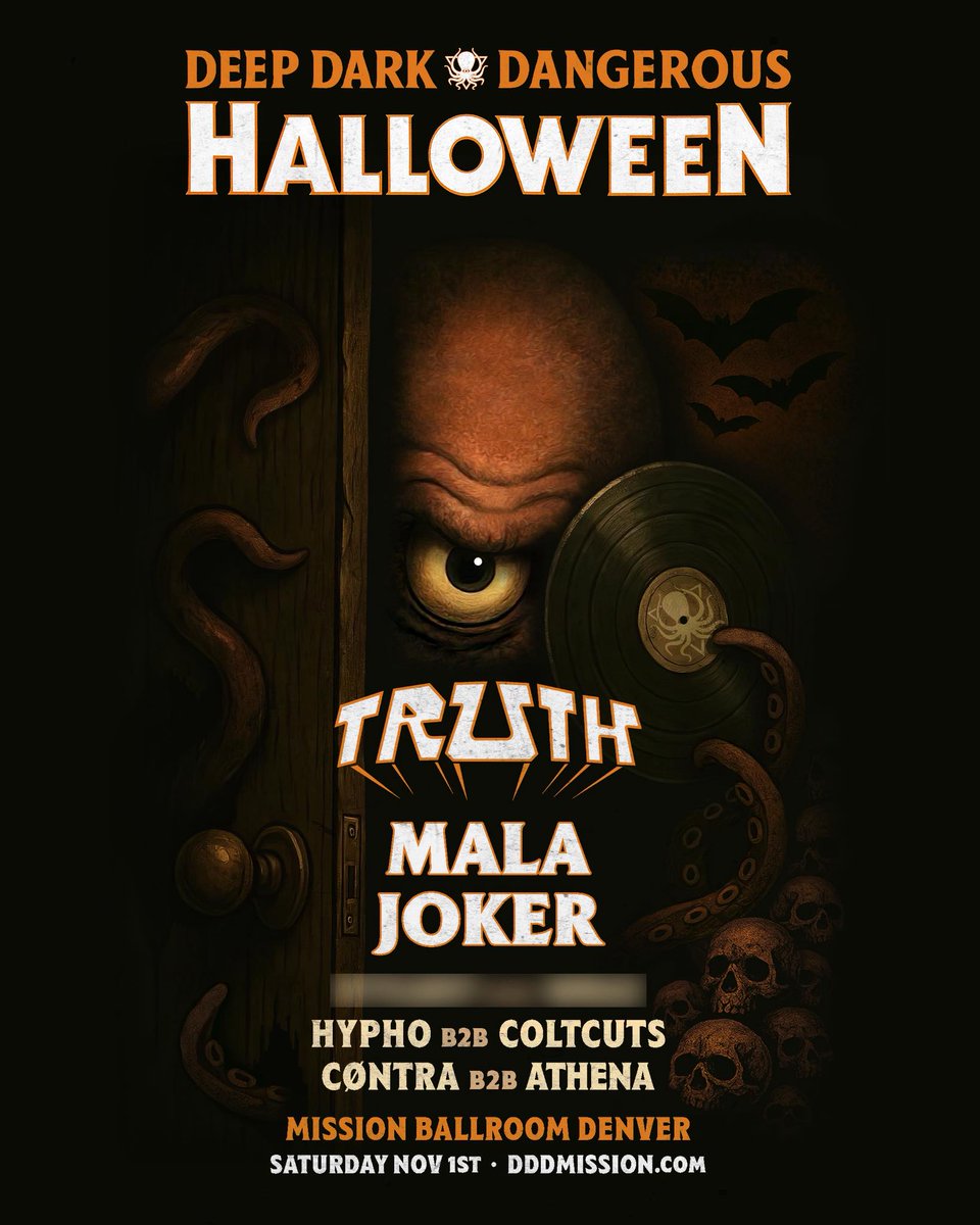 Sub.mission (@subdotmission) on Twitter photo No tricks, just treat yourself to a MASSIVE Halloween throw down brought to you by the <a href="/DeepDarkDanger/">Deep, Dark & Dangerous</a> crew!
11.01
<a href="/truthdubstep/">T R U T H</a>
<a href="/mala_dmz/">mala_dmz</a>
<a href="/Joker/">Space boy</a>
??? B2B ???
<a href="/HyphoLouis/">Hypho.mnk</a> B2B <a href="/coltcutsmusic/">ColtCuts Music</a>
<a href="/contra_slaps/">CØNTRA</a> B2B <a href="/AthenaAudio/">Athena Audio</a>
>> <a href="/missionballroom/">mission ballroom</a>
--
🎟️: dddmission.com No tricks, just treat yourself to a MASSIVE Halloween throw down brought to you by the <a href="/DeepDarkDanger/">Deep, Dark & Dangerous</a> crew!
11.01
<a href="/truthdubstep/">T R U T H</a>
<a href="/mala_dmz/">mala_dmz</a>
<a href="/Joker/">Space boy</a>
??? B2B ???
<a href="/HyphoLouis/">Hypho.mnk</a> B2B <a href="/coltcutsmusic/">ColtCuts Music</a>
<a href="/contra_slaps/">CØNTRA</a> B2B <a href="/AthenaAudio/">Athena Audio</a>
>> <a href="/missionballroom/">mission ballroom</a>
--
🎟️: dddmission.com