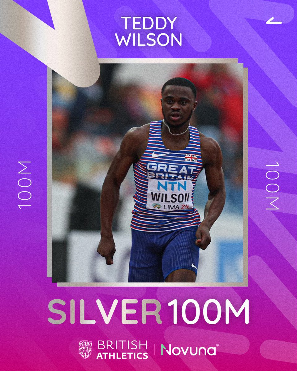 Teddy Wilson takes silver 🙌

He storms home in 10.47, the exact same time as the Netherlands’ Jozuah Revierre to share the silver medal 😅

#Tampere2025