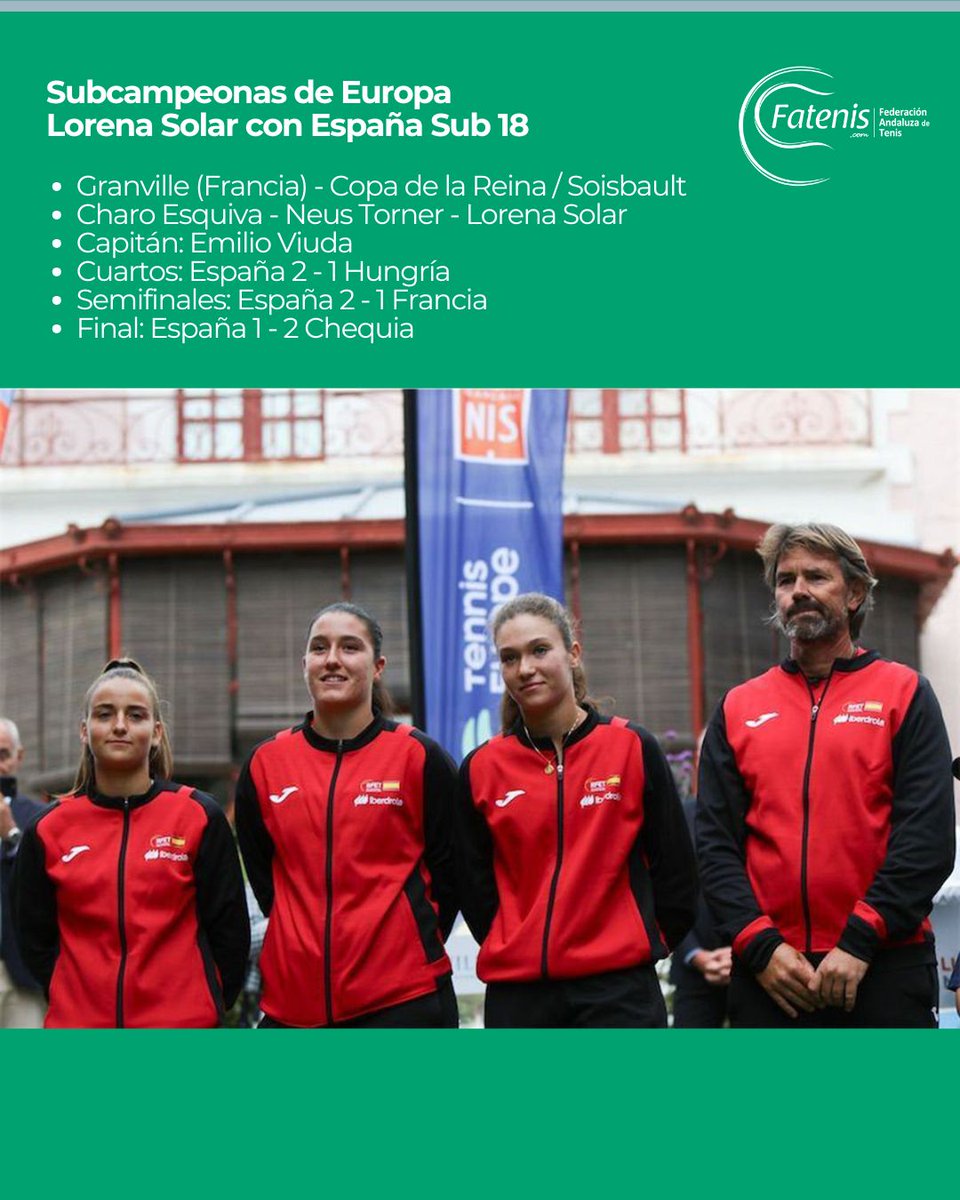 #TenisAndalucía (@fattenis) on Twitter photo 🎾🇪🇸 𝐋𝐨𝐫𝐞𝐧𝐚 𝐒𝐨𝐥𝐚𝐫, 𝐬𝐮𝐛𝐜𝐚𝐦𝐩𝐞𝐨𝐧𝐚 𝐝𝐞 𝐄𝐮𝐫𝐨𝐩𝐚 𝐜𝐨𝐧 𝐄𝐬𝐩𝐚ñ𝐚 𝐒𝐮𝐛 𝟏𝟖
💚 Desde Andalucía, felicitamos a Lorena y a toda la selección española <a href="/RFETenis/">Tenis España</a>
👇👇👇
fatenis.com/tenisandalucia…
#TenisAndalucía <a href="/TennisEurope/">Tennis Europe</a>
@deporteand
📷 TennisEurope 🎾🇪🇸 𝐋𝐨𝐫𝐞𝐧𝐚 𝐒𝐨𝐥𝐚𝐫, 𝐬𝐮𝐛𝐜𝐚𝐦𝐩𝐞𝐨𝐧𝐚 𝐝𝐞 𝐄𝐮𝐫𝐨𝐩𝐚 𝐜𝐨𝐧 𝐄𝐬𝐩𝐚ñ𝐚 𝐒𝐮𝐛 𝟏𝟖
💚 Desde Andalucía, felicitamos a Lorena y a toda la selección española <a href="/RFETenis/">Tenis España</a>
👇👇👇
fatenis.com/tenisandalucia…
#TenisAndalucía <a href="/TennisEurope/">Tennis Europe</a>
@deporteand
📷 TennisEurope