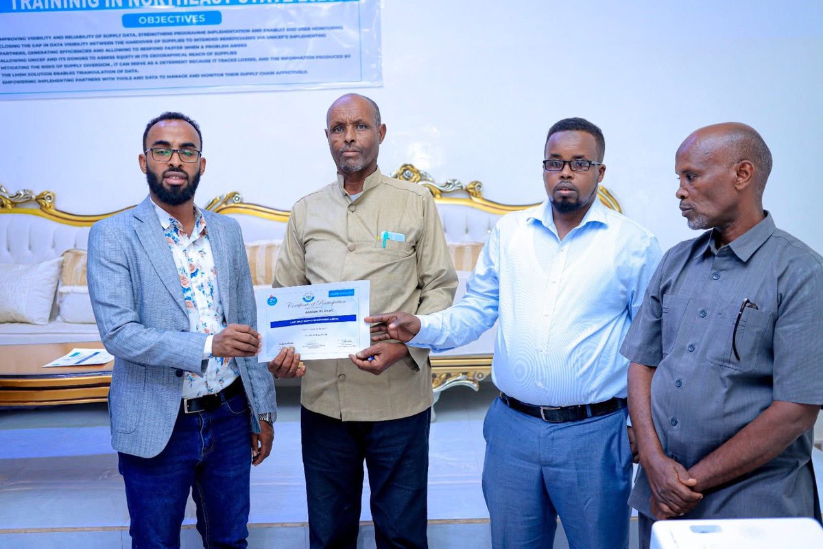 Cunaaye's Institute for Public Policy Research🇸🇴 (@cunayee) on Twitter photo The #NorthEast State ministry of Health has today concluded a training course provided by <a href="/unicefsomalia/">UNICEF Somalia</a> for medical health centre staff.
The training, which covered Last Mile Supply Monitoring, benefited staff from 35 local health facilities and regional ministry officials. The #NorthEast State ministry of Health has today concluded a training course provided by <a href="/unicefsomalia/">UNICEF Somalia</a> for medical health centre staff.
The training, which covered Last Mile Supply Monitoring, benefited staff from 35 local health facilities and regional ministry officials.