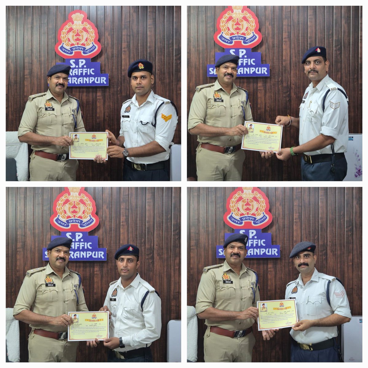 पुलिस अधीक्षक यातायात सहारनपुर श्री सिद्धार्थ वर्मा, महोदय द्वारा कावड़ यात्रा के दौरान उत्कृष्ट ड्यूटी करने वाले यातायात पुलिस कर्मियों को प्रशस्ति पत्र देकर सम्मानित किया गया। <a href="/saharanpurpol/">Saharanpur Police</a> <a href="/Uppolice/">UP POLICE</a> <a href="/uptrafficpolice/">UP Traffic Police</a> <a href="/digsaharanpur/">DIG RANGE SAHARANPUR</a> <a href="/SidVermaASP/">Siddharth Verma ASP</a>
