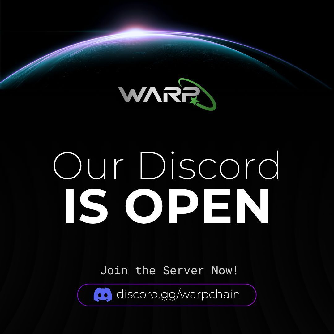 WARP DISCORD IS LIVE! 💫

Ready for the inside scoop on our node sale?
Jump in and get all the details first!

Join us via the link below 👇 
discord.gg/warpchain