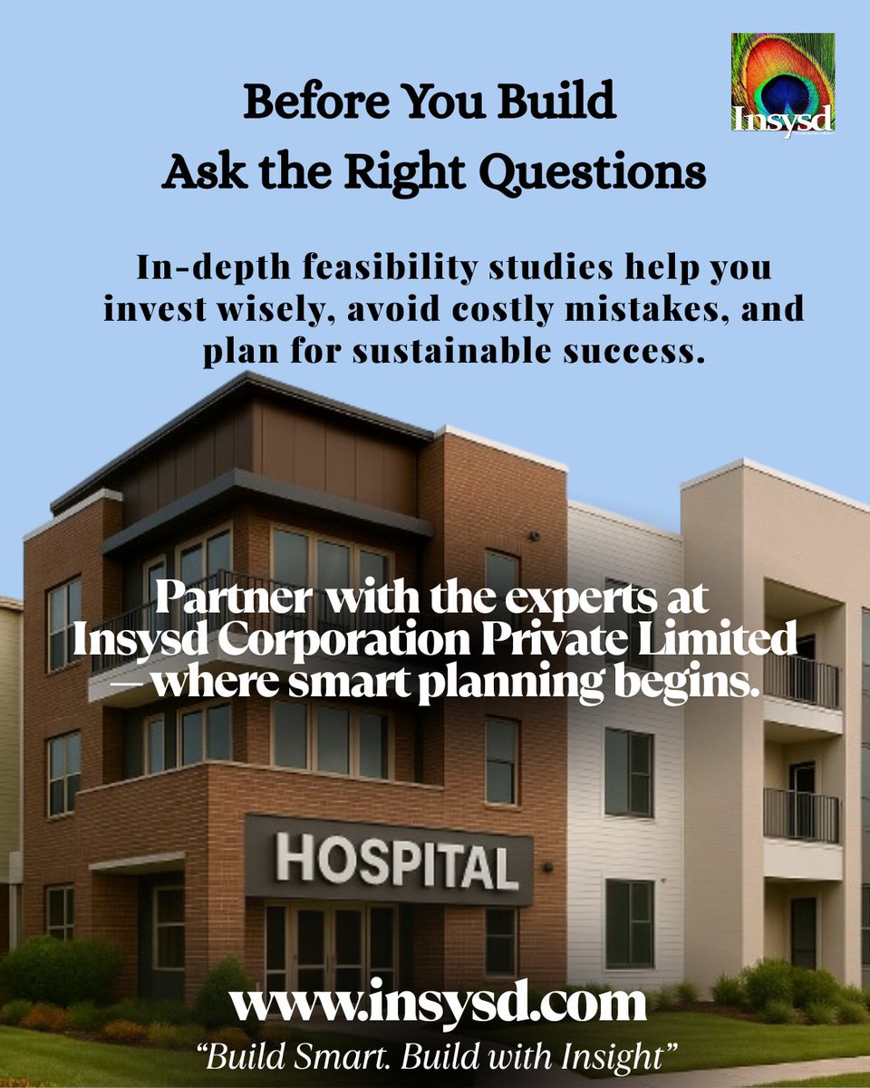 Insysd's tweet image. Thinking of building a hospital? 🏥
Know the demand before you lay the first brick.
Insysd Corporation Pvt Ltd helps you invest wisely &amp;amp; avoid costly mistakes.

#HospitalPlanning #BuildSmart #InvestWisely