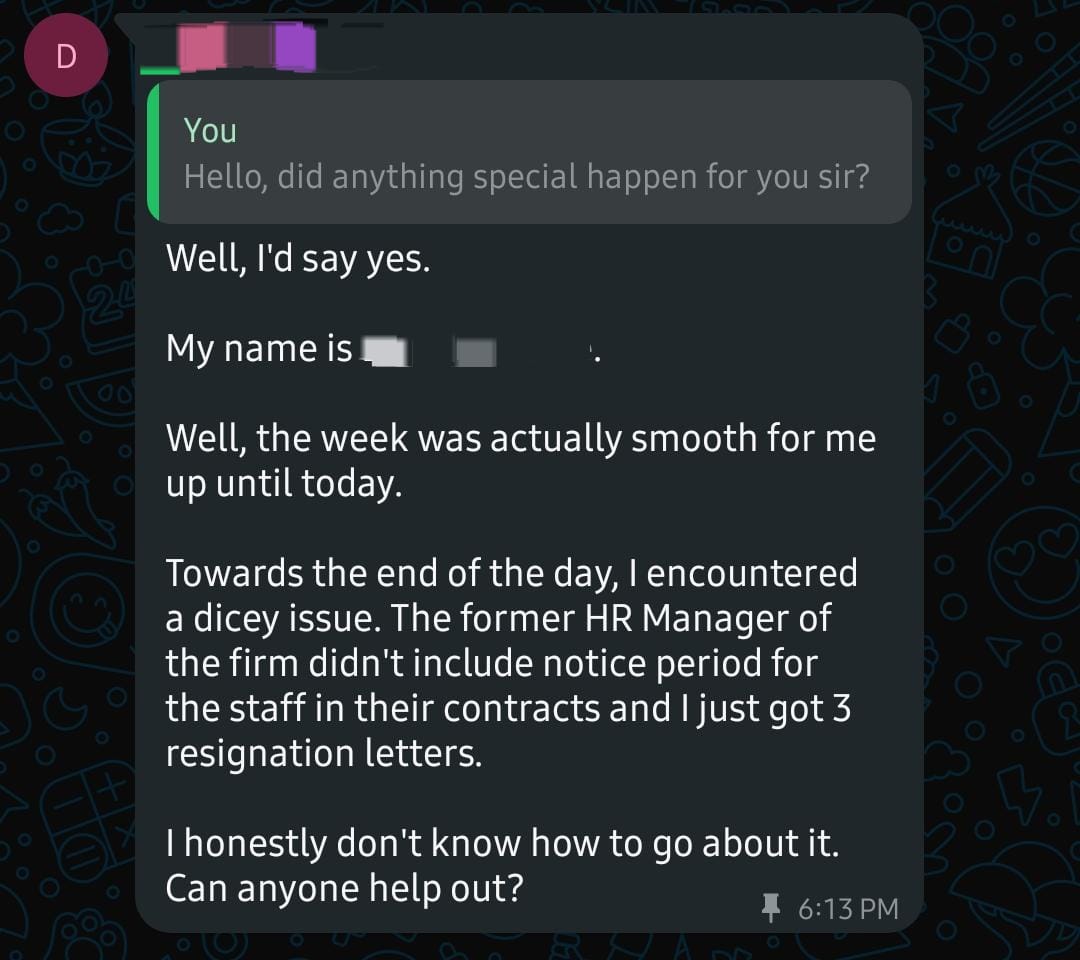 precisionmatch's tweet photo. HR Managers in the house. This question popped up in our HR Community earlier today.  What's your take in this? How can he navigate it? 
@seyithemie @nsemeke33 @SirJarus @seyedele @tundeskie @TessyMoju https://t.co/xDqVx1cdsH
