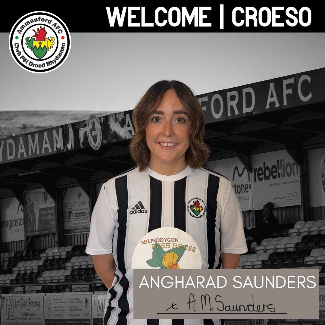 ✍🏼 SAUNDERS SIGNS ✍🏼

We are pleased to announce the signing of Angharad Saunders for the 25/26 season. 

Angharad, a powerful striker, strengthens our attack having scored 26 league goals last season and was the leagues joint top goal scorer. 

Croeso i Rhydaman Angharad 🖤🤍