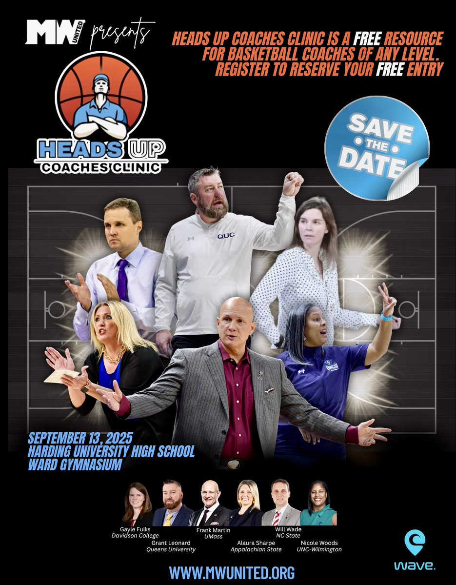 MW United, Inc. (@mwunitedinc) on Twitter photo Save the Date: 9.13.25
FREE Coaches Clinic
<a href="/PackMensBball/">NC State Men's Basketball</a> <a href="/queensMBB/">Queens (N.C.) Men’s Basketball</a>
<a href="/UMassMBB/">UMass Men's Basketball</a>
<a href="/uncwwbb/">UNCW Women's Basketball</a> <a href="/AppStateWBB/">App State WBB</a>
<a href="/DCWBBNetwork/">Davidson WBB Network</a> Save the Date: 9.13.25
FREE Coaches Clinic
<a href="/PackMensBball/">NC State Men's Basketball</a> <a href="/queensMBB/">Queens (N.C.) Men’s Basketball</a>
<a href="/UMassMBB/">UMass Men's Basketball</a>
<a href="/uncwwbb/">UNCW Women's Basketball</a> <a href="/AppStateWBB/">App State WBB</a>
<a href="/DCWBBNetwork/">Davidson WBB Network</a>