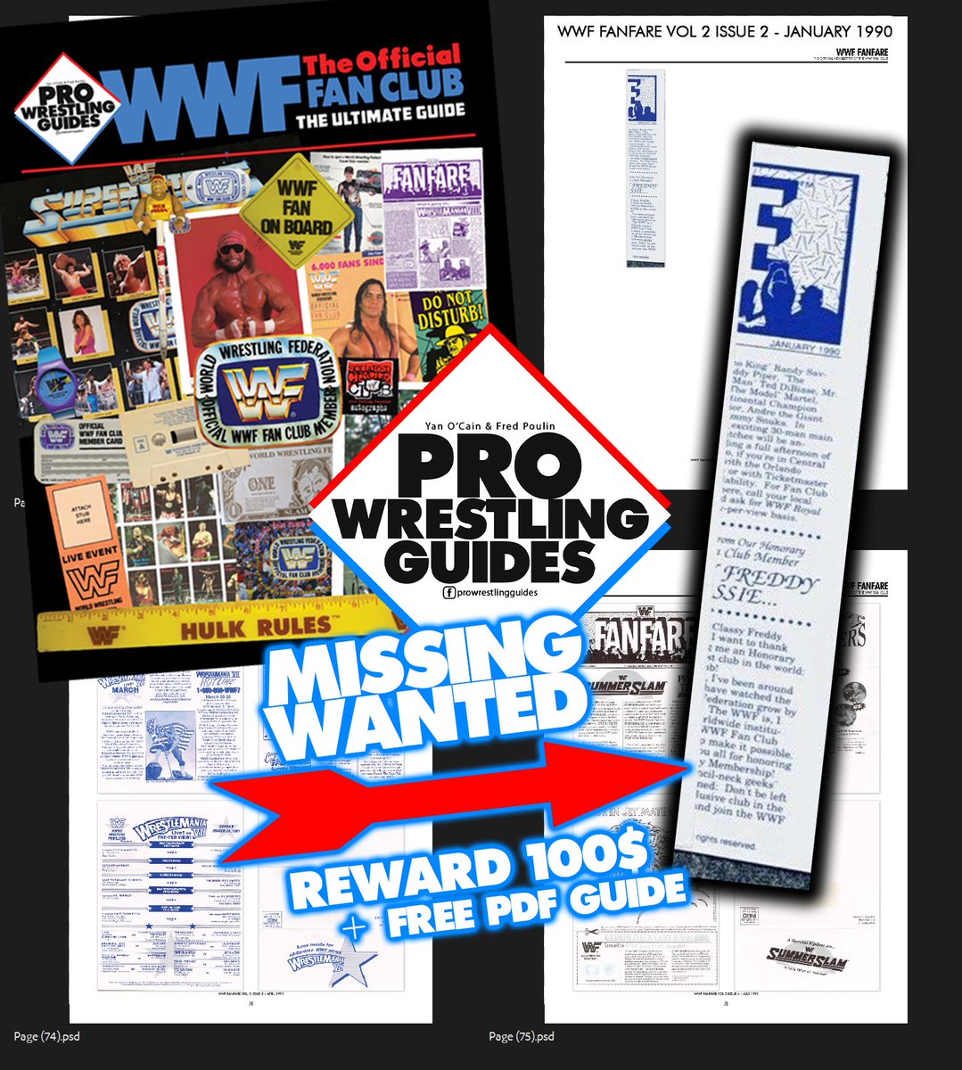 yanocain's tweet photo. Close to finish my guide about WWF Fan Club, but I'm missing ONE item.
WWF Fanfare v2 #2 - Jan 90 (the part seen on my image is the only thing I have from it)
Anyone has contacts with collectors, former employees or @TheMattCardona, do you know anyone that could help? THX :) https://t.co/cqupj4XOHs