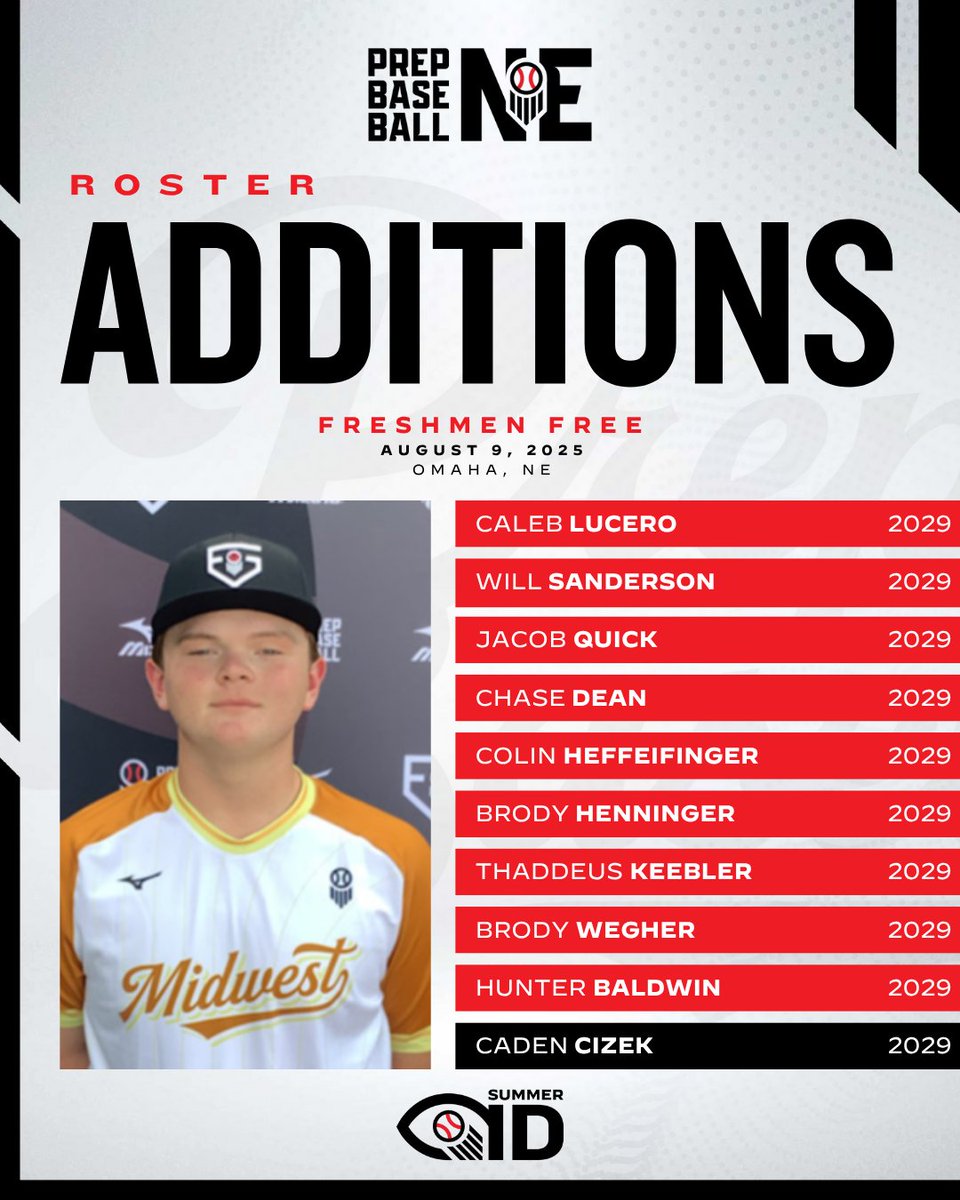 Prep Baseball Nebraska (@prepbaseballne) on Twitter photo ๐ฃ๐น๐ฒ๐ฎ๐๐ฒ ๐๐ฒ๐น๐ฐ๐ผ๐บ๐ฒ ๐๐ต๐ฒ ๐ณ๐ผ๐น๐น๐ผ๐๐ถ๐ป๐ด ๐ฝ๐น๐ฎ๐๐ฒ๐ฟ๐ ๐๐ผ ๐ผ๐๐ฟ ๐๐ฟ๐ฒ๐๐ต๐บ๐ฒ๐ป ๐๐ฟ๐ฒ๐ฒ ๐ฒ๐๐ฒ๐ป๐...
๐
August 9th, 2025
๐ Omaha, NE
๐โโ๏ธ 2029 grads only
๐ง๐ผ๐บ๐ผ๐ฟ๐ฟ๐ผ๐ โก๏ธ loom.ly/rr7dJLE ๐ฃ๐น๐ฒ๐ฎ๐๐ฒ ๐๐ฒ๐น๐ฐ๐ผ๐บ๐ฒ ๐๐ต๐ฒ ๐ณ๐ผ๐น๐น๐ผ๐๐ถ๐ป๐ด ๐ฝ๐น๐ฎ๐๐ฒ๐ฟ๐ ๐๐ผ ๐ผ๐๐ฟ ๐๐ฟ๐ฒ๐๐ต๐บ๐ฒ๐ป ๐๐ฟ๐ฒ๐ฒ ๐ฒ๐๐ฒ๐ป๐...
๐
August 9th, 2025
๐ Omaha, NE
๐โโ๏ธ 2029 grads only
๐ง๐ผ๐บ๐ผ๐ฟ๐ฟ๐ผ๐ โก๏ธ loom.ly/rr7dJLE